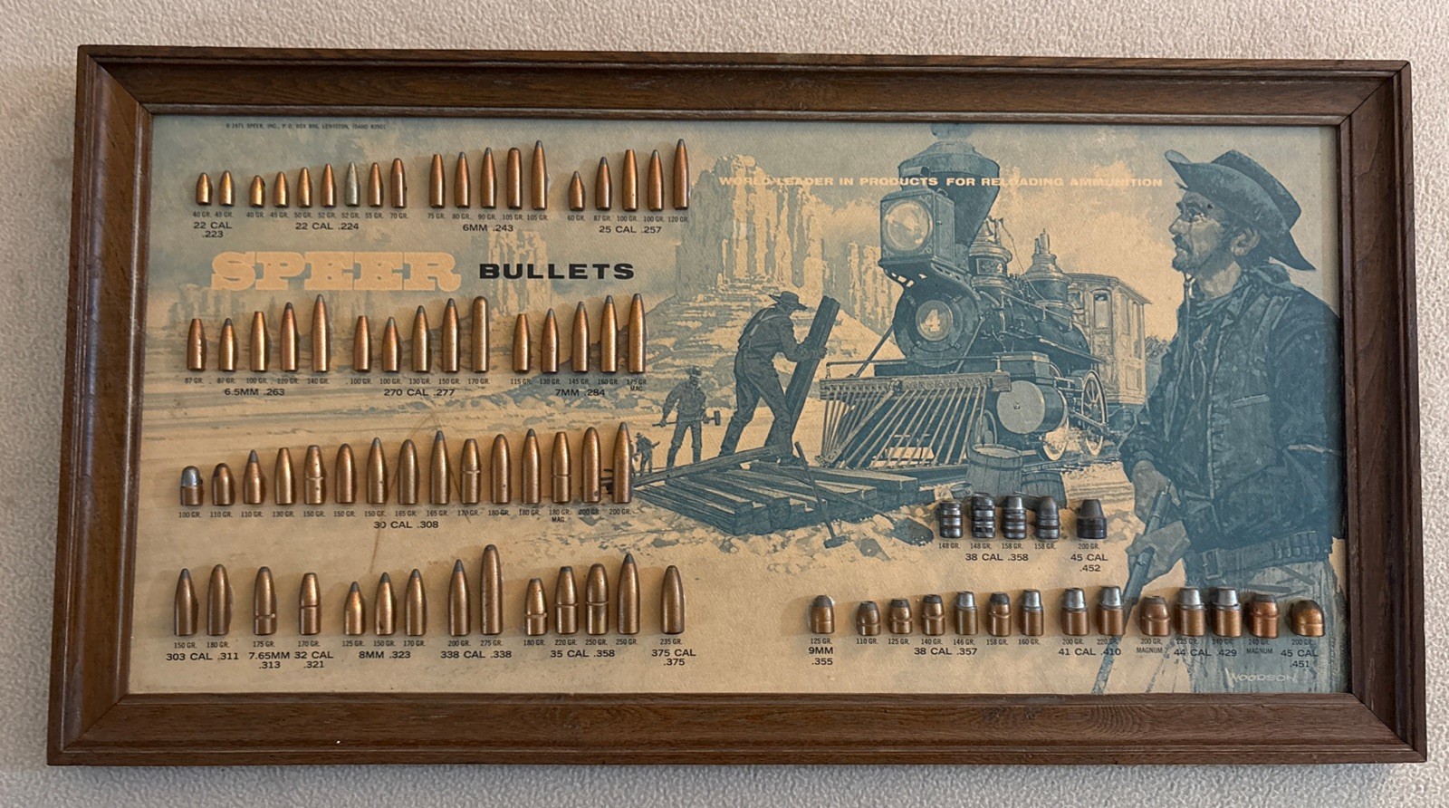 Vintage 1971 Speer Framed Advertising Display Bullet Board Railroad Train