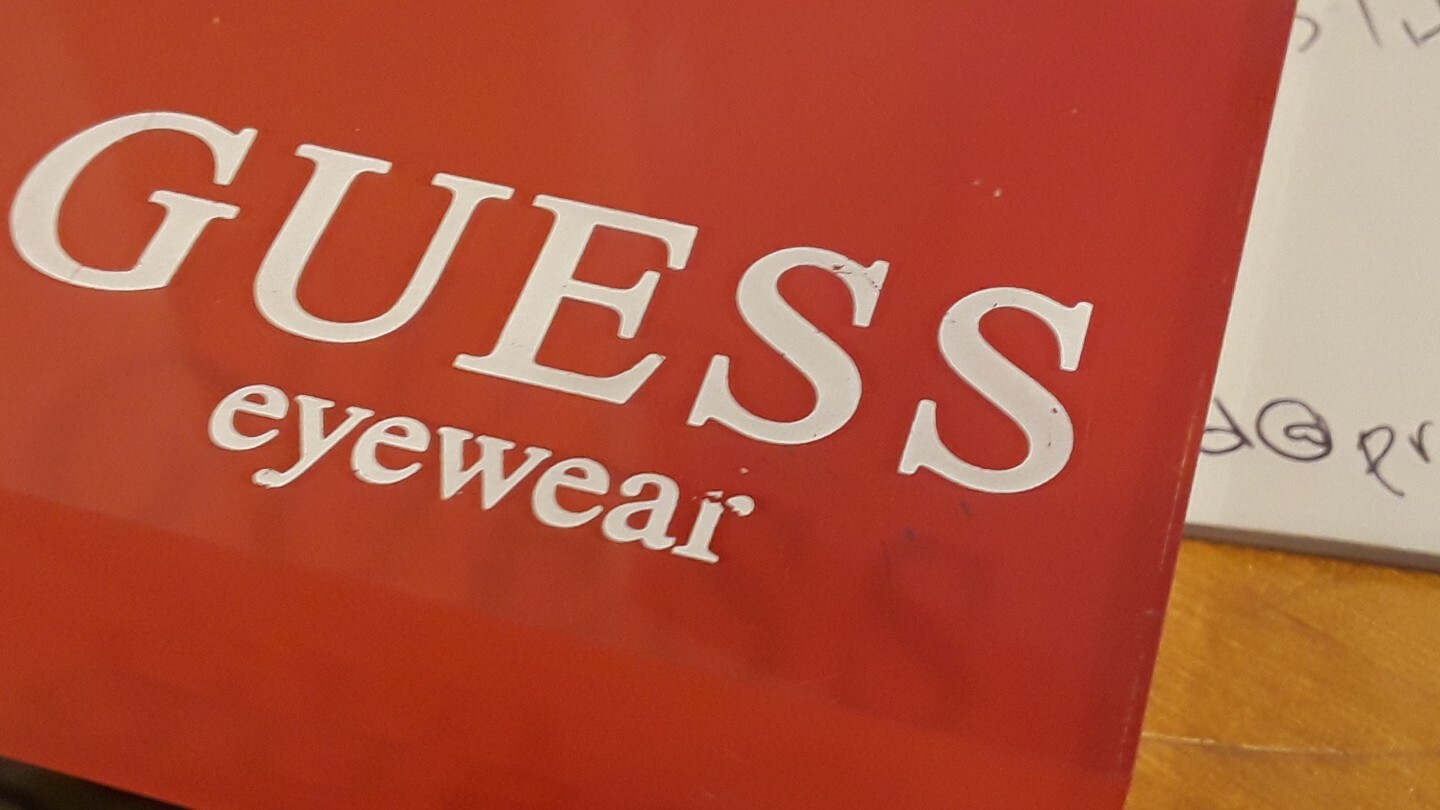 Guess Display Logo Sign Countertop Display Logo Plaque tabletop used red