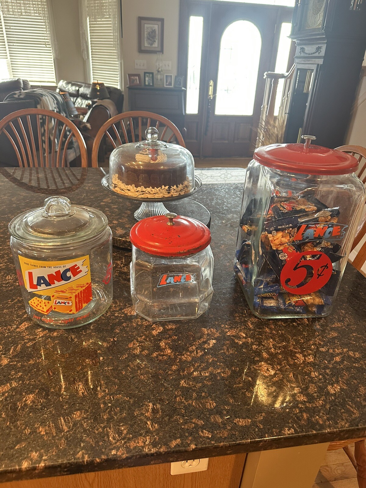 Antique Large Medium Smal Lance Peanut Cracker Store Jar Heavy Glass All 3 Items