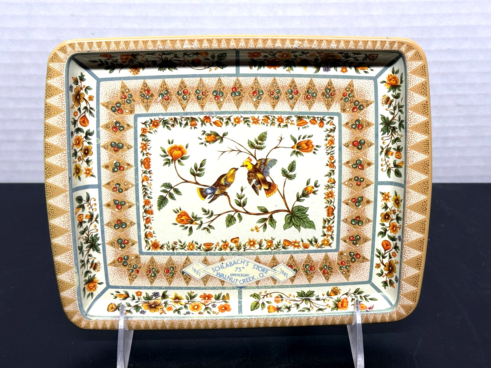 Commemorative Schlabach’s Store Walnut Creek 75 Anniversary Daher Tray 1907-1982