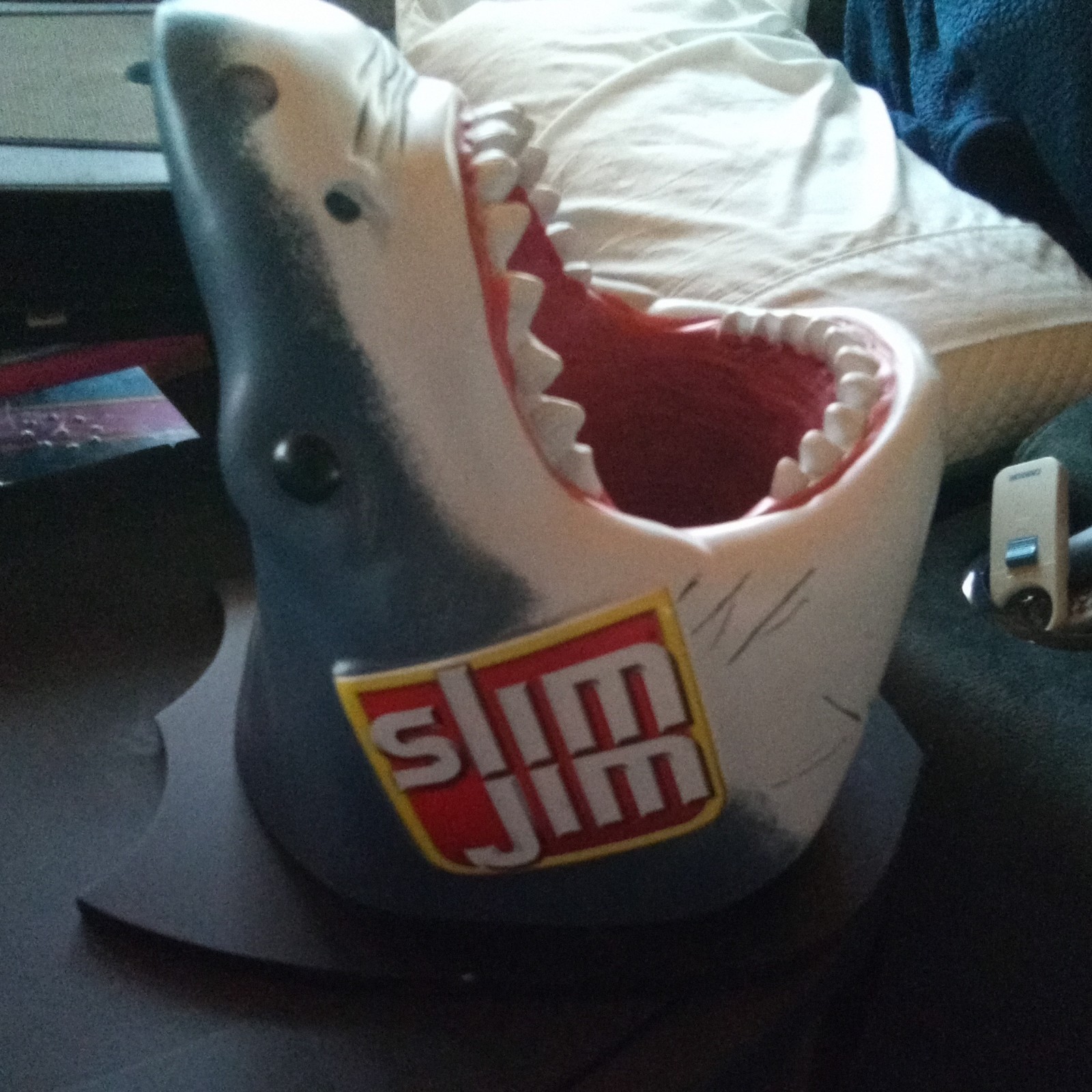 Slim Jim Shark “JAWS” Head Advertising Store Display Holder On Hanging Plaque