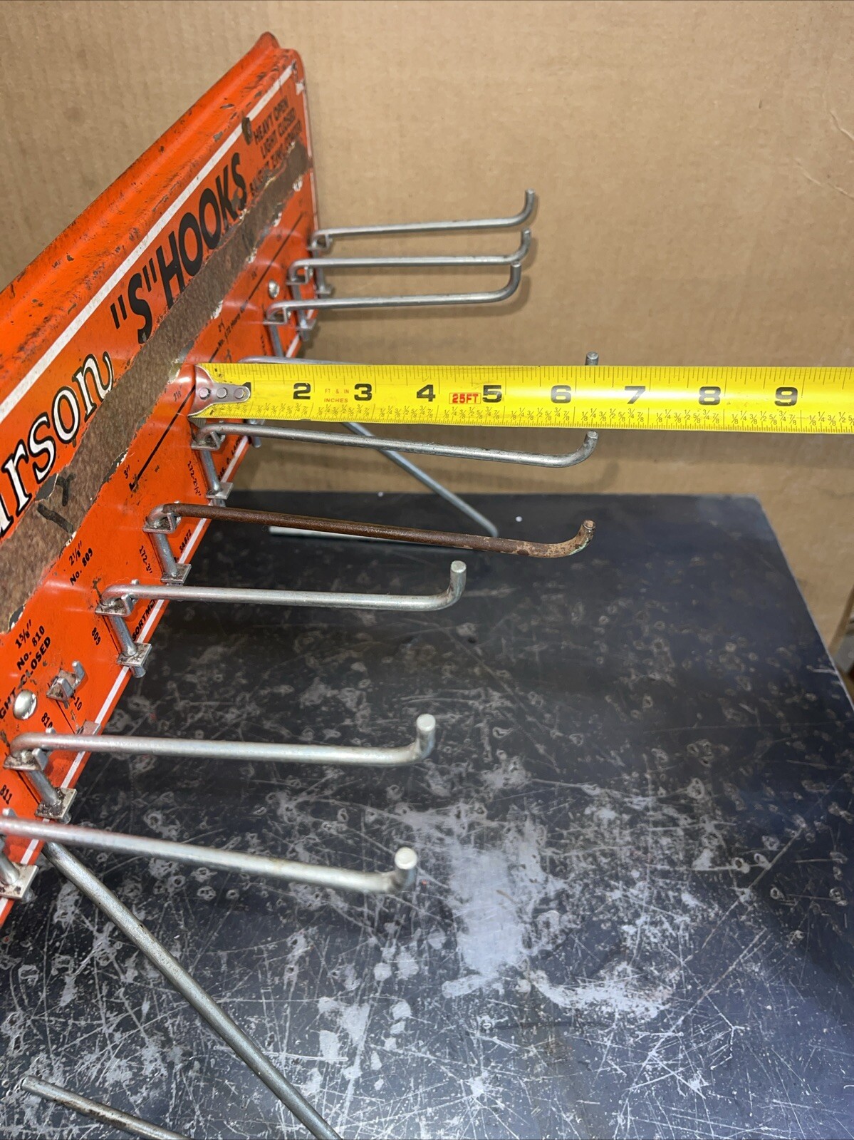 Antique Vintage Larson S Hooks Hardware Display Rack Tin