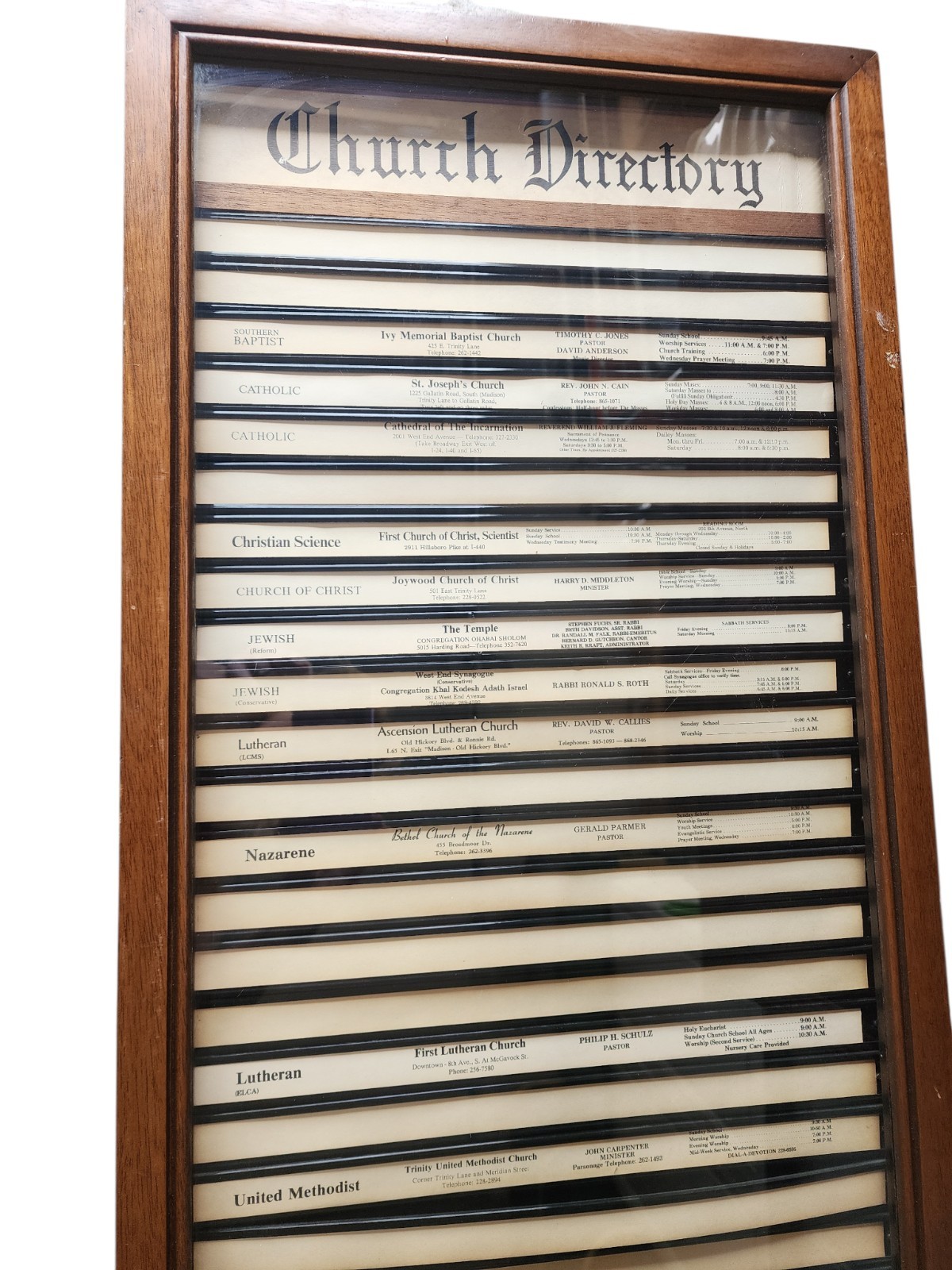 Unique Nashville Wood Wall Display Cabinet Case Glass Door Church Directory Vint