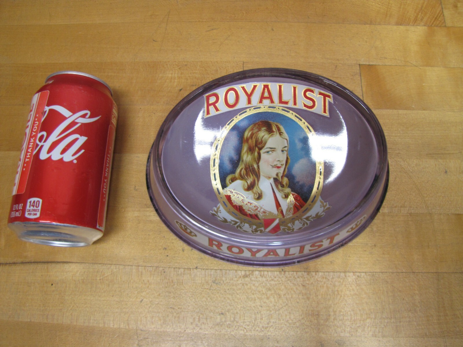 ROYALIST Antique CIGAR Advertising Glass Change Receiver Tray BRUNHOFF MFG OHIO