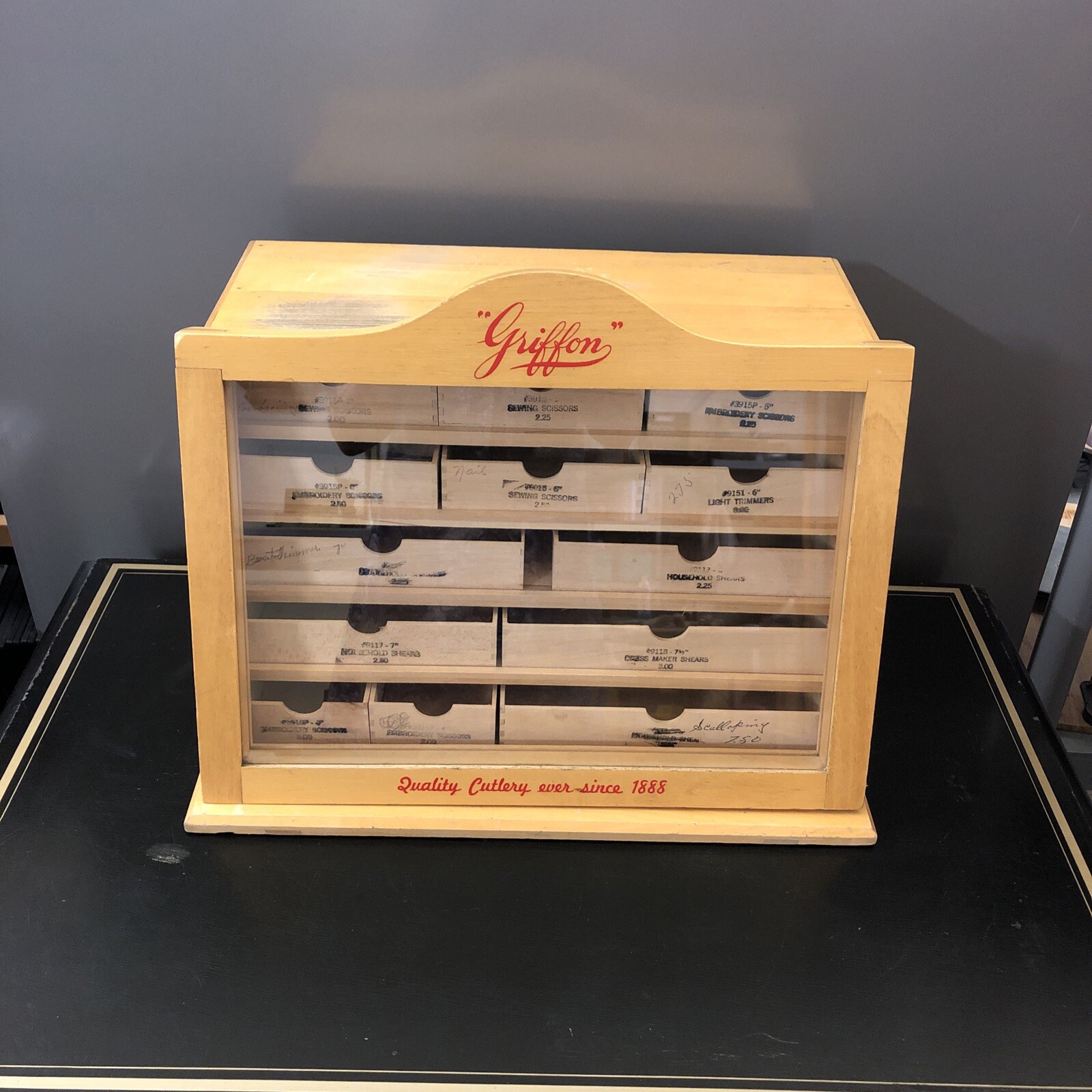 Vintage Griffon Store Display Case Countertop Wood