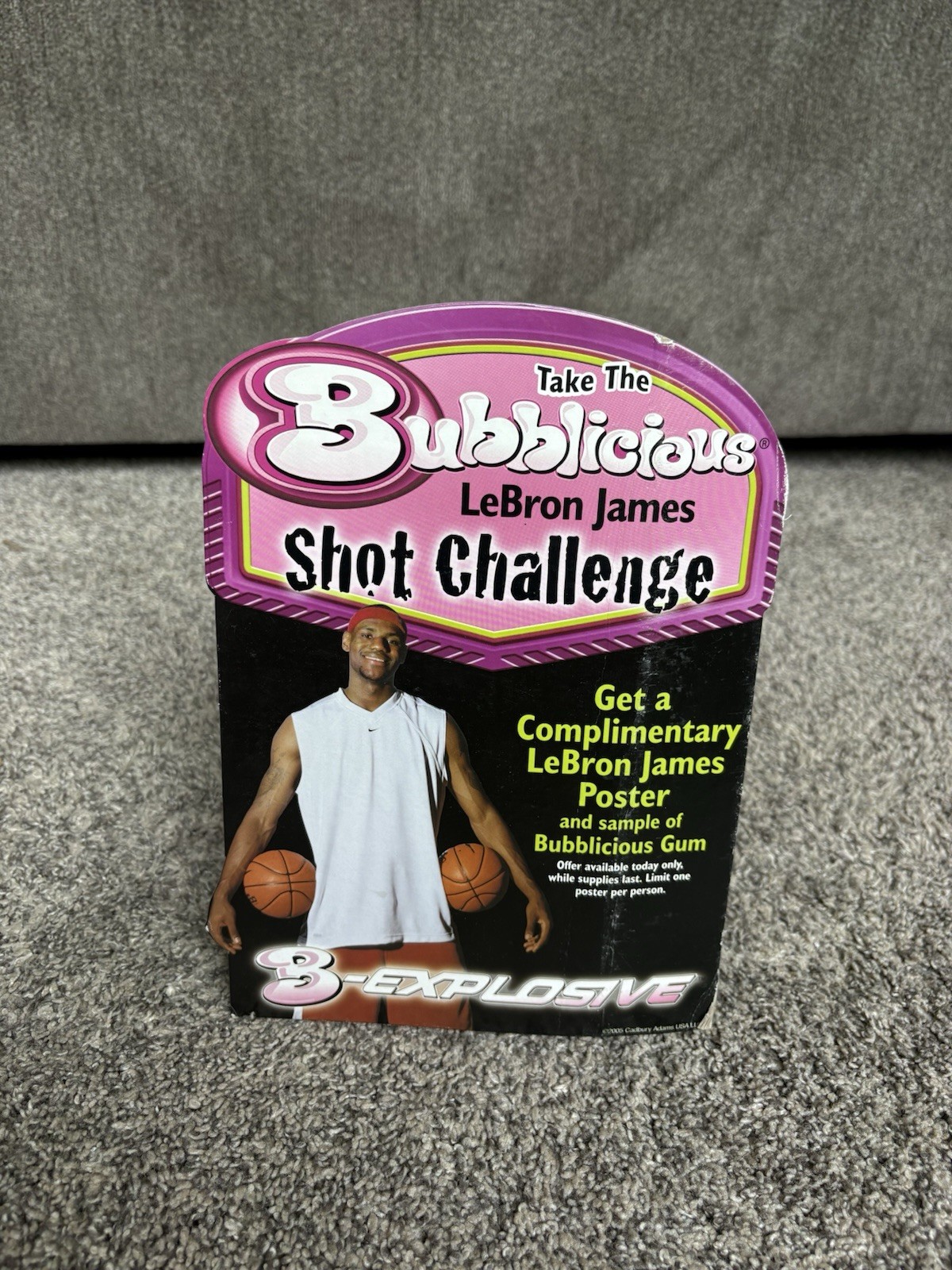 LEBRON JAMES RARE 2005 BUBBLICIOUS BUBBLE GUM STORE DISPLAY AD POSTER SIGN STAND