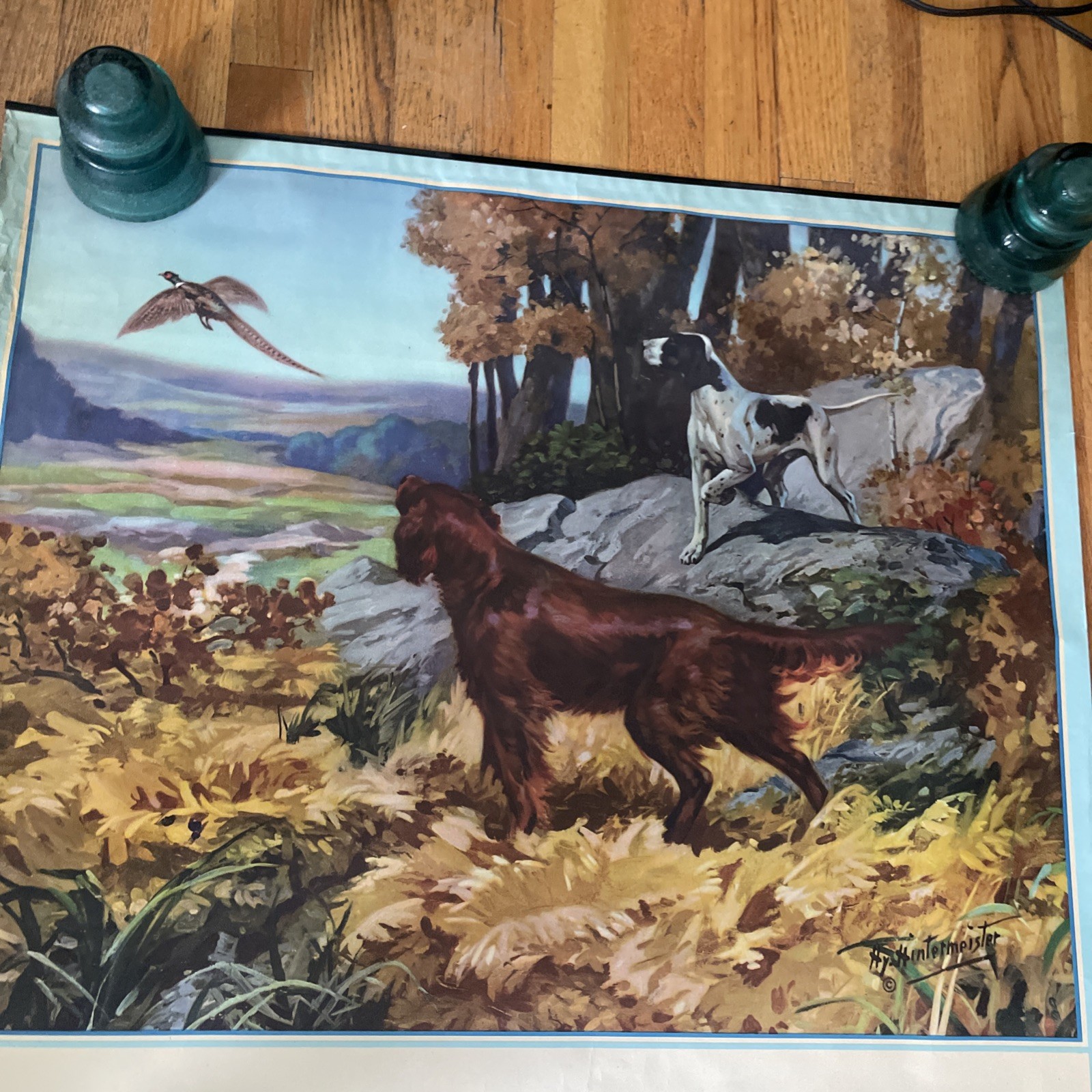 VTG Taxidermy Hunting Gun Store Poster Cal. H. Hintermeister 1946 Sportsman RENO