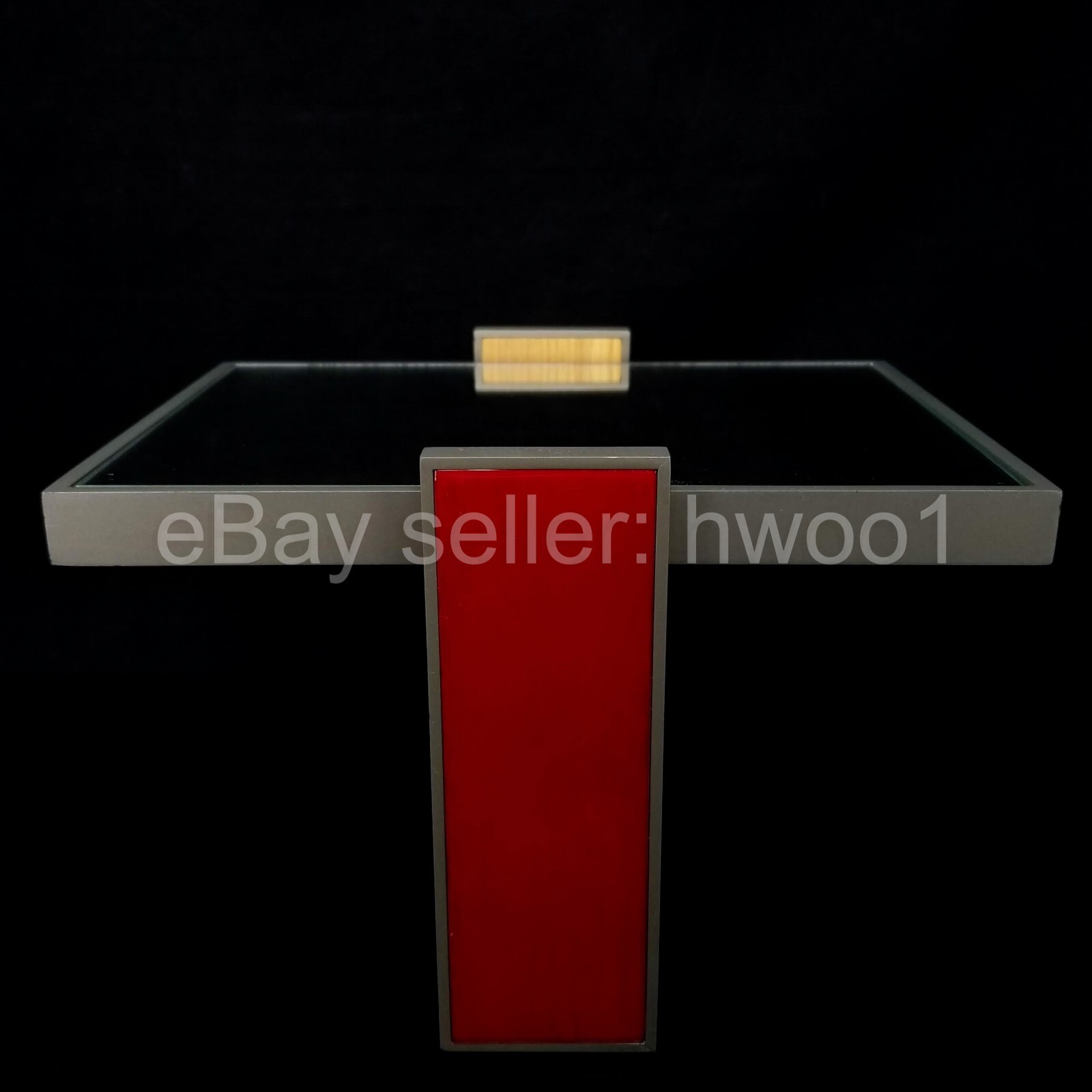 Cartier Store Tabletop Commercial Display Swivel MIRROR w/ Stand, Red & Grey