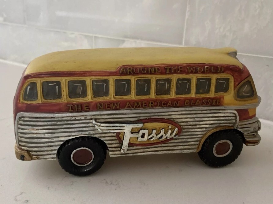 FOSSIL Watch Around The World American Classic Yellow Bus Vehicle Watch Display