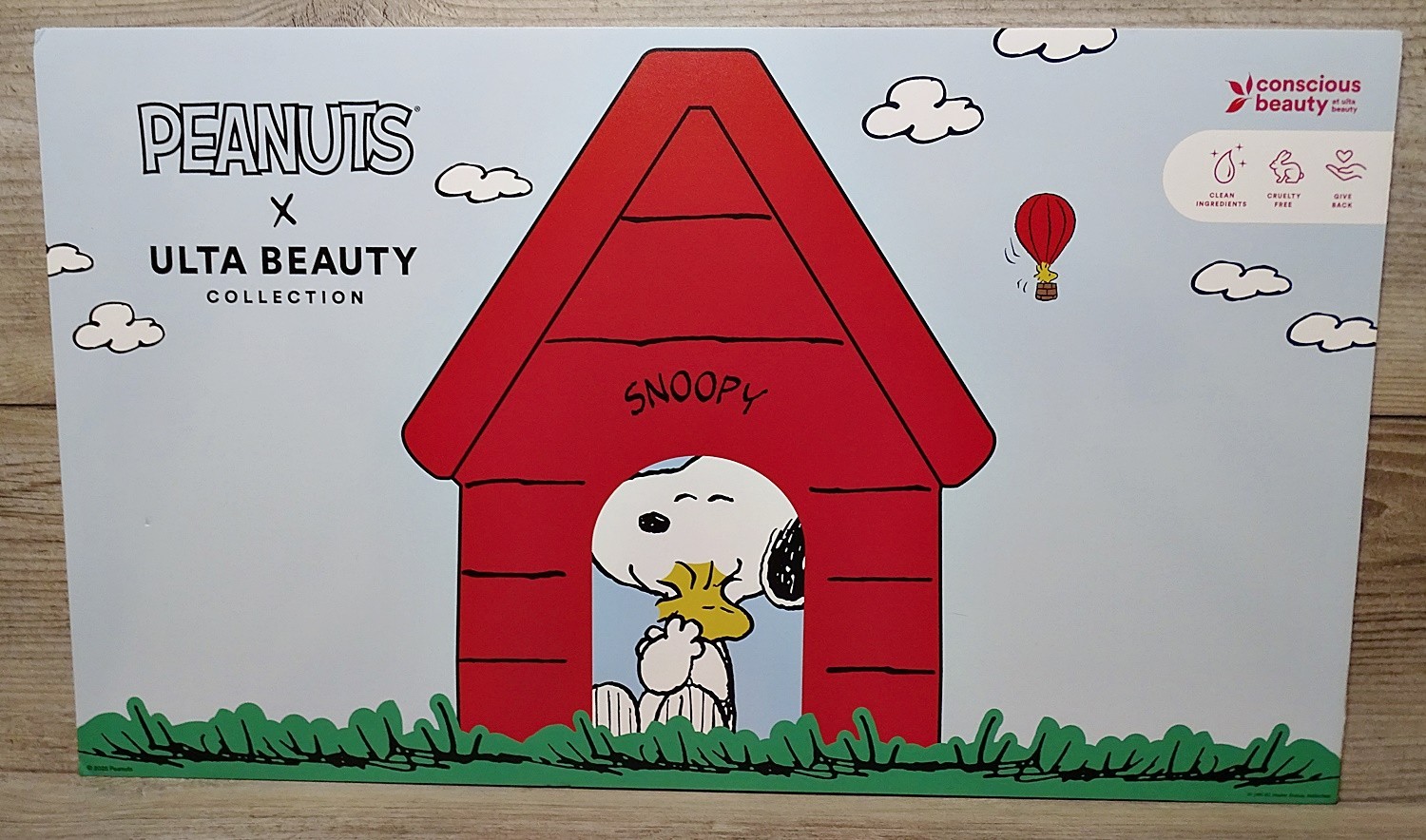 PEANUTS X ULTA Beauty Collection Sign Promo Store Display 26X15 SNOOPY WOODSTOCK