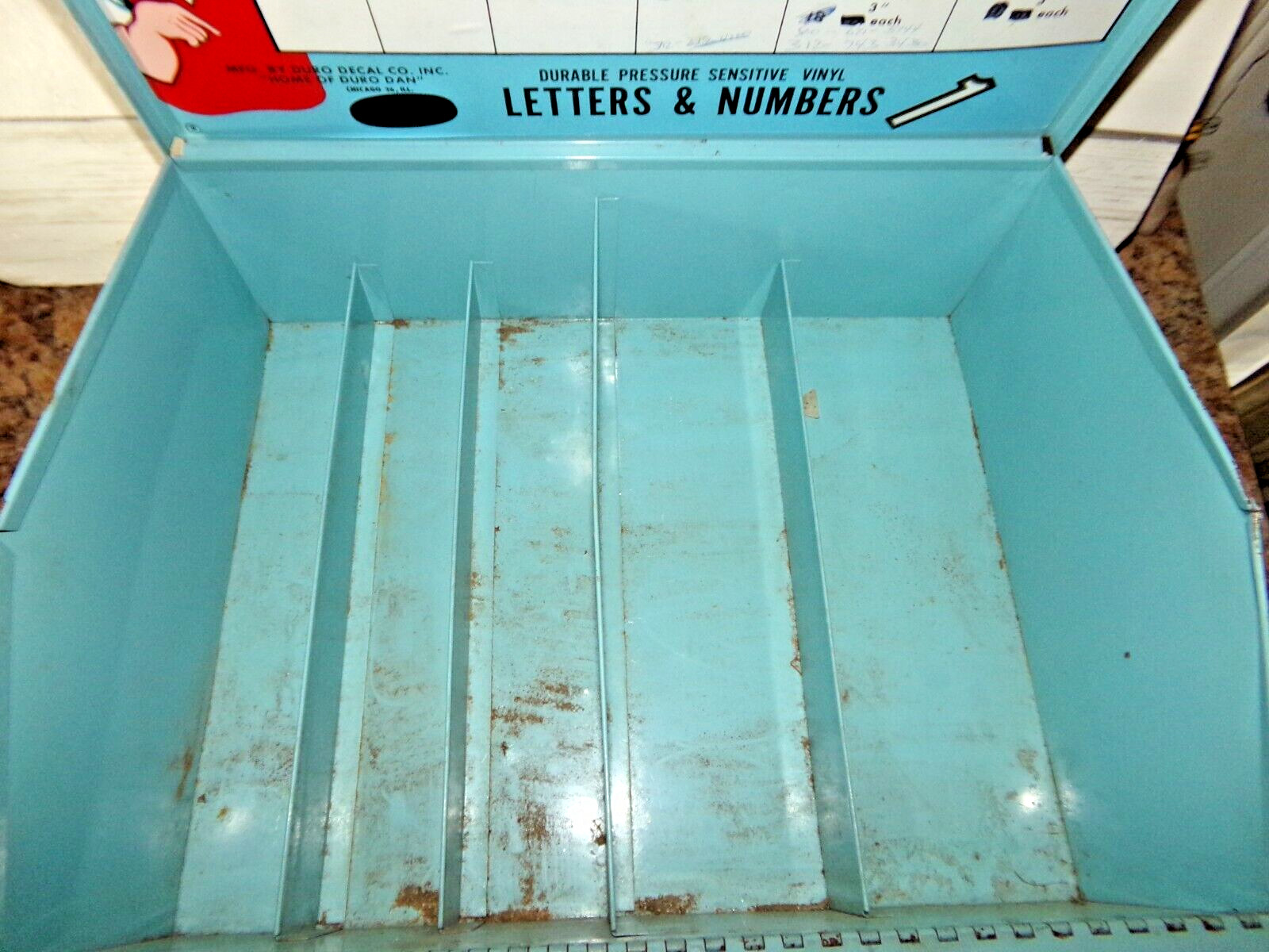 DURO Decal Co Sign Maker Letter & Number Decals Blue Metal Vintage Store Display