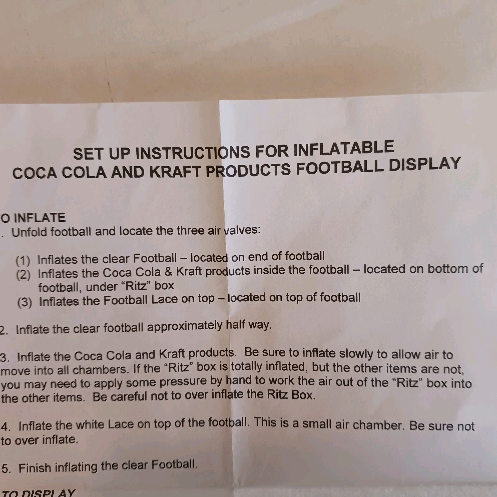 Vintage 1990s Ritz Cracker Coca-Cola Inflatable Football Store Display