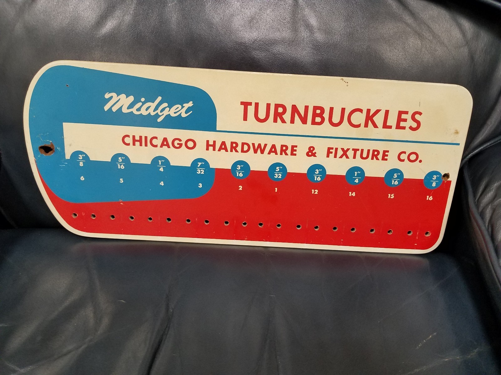 VTG CHICAGO HARDWARE FIXTURE CO Midget Turnbuckle ADVERTISING SIGN STORE DISPLAY