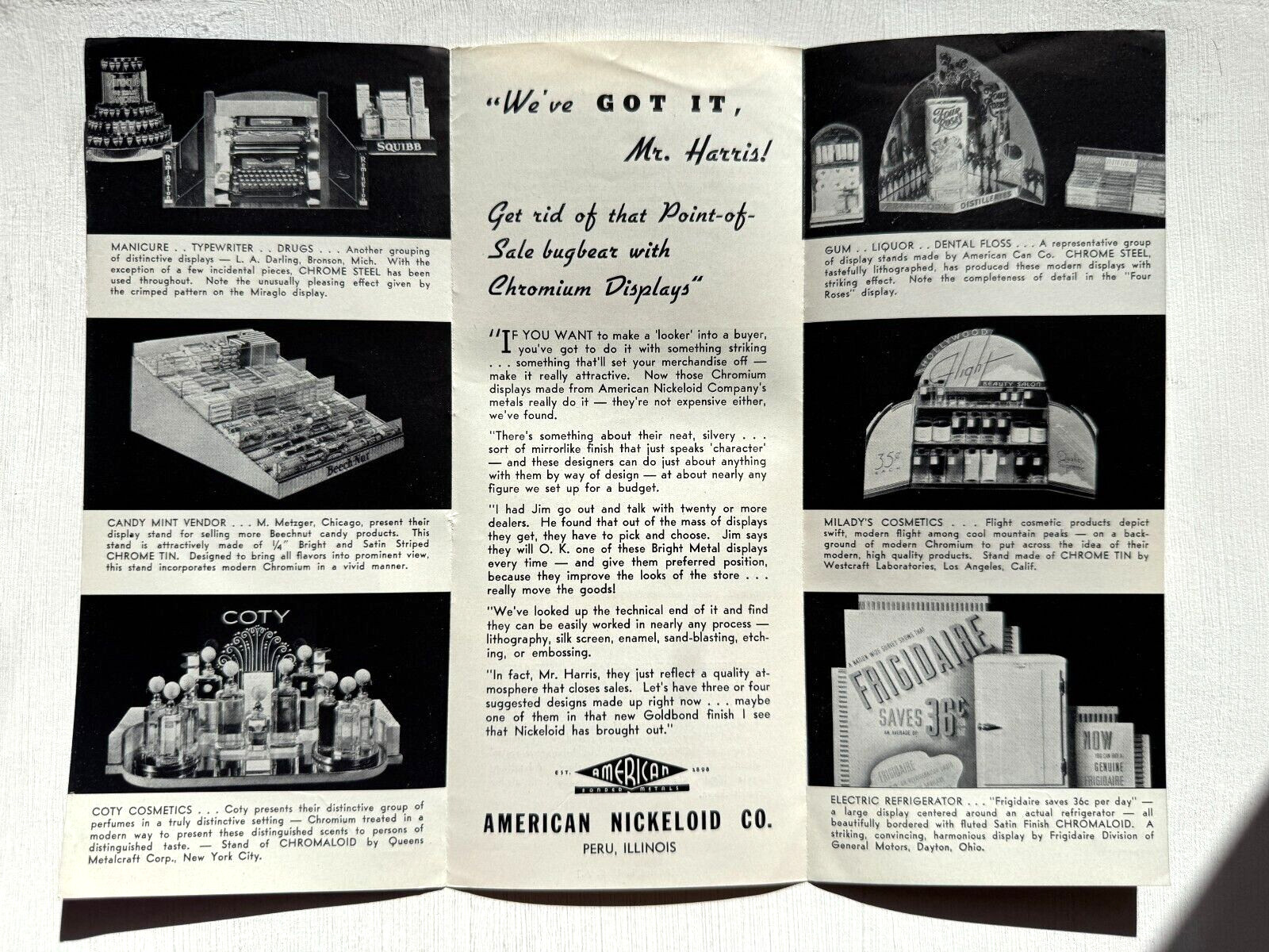 1937 Merchandise Display Sales Brochure by American Nickeloid Company Peru, IL