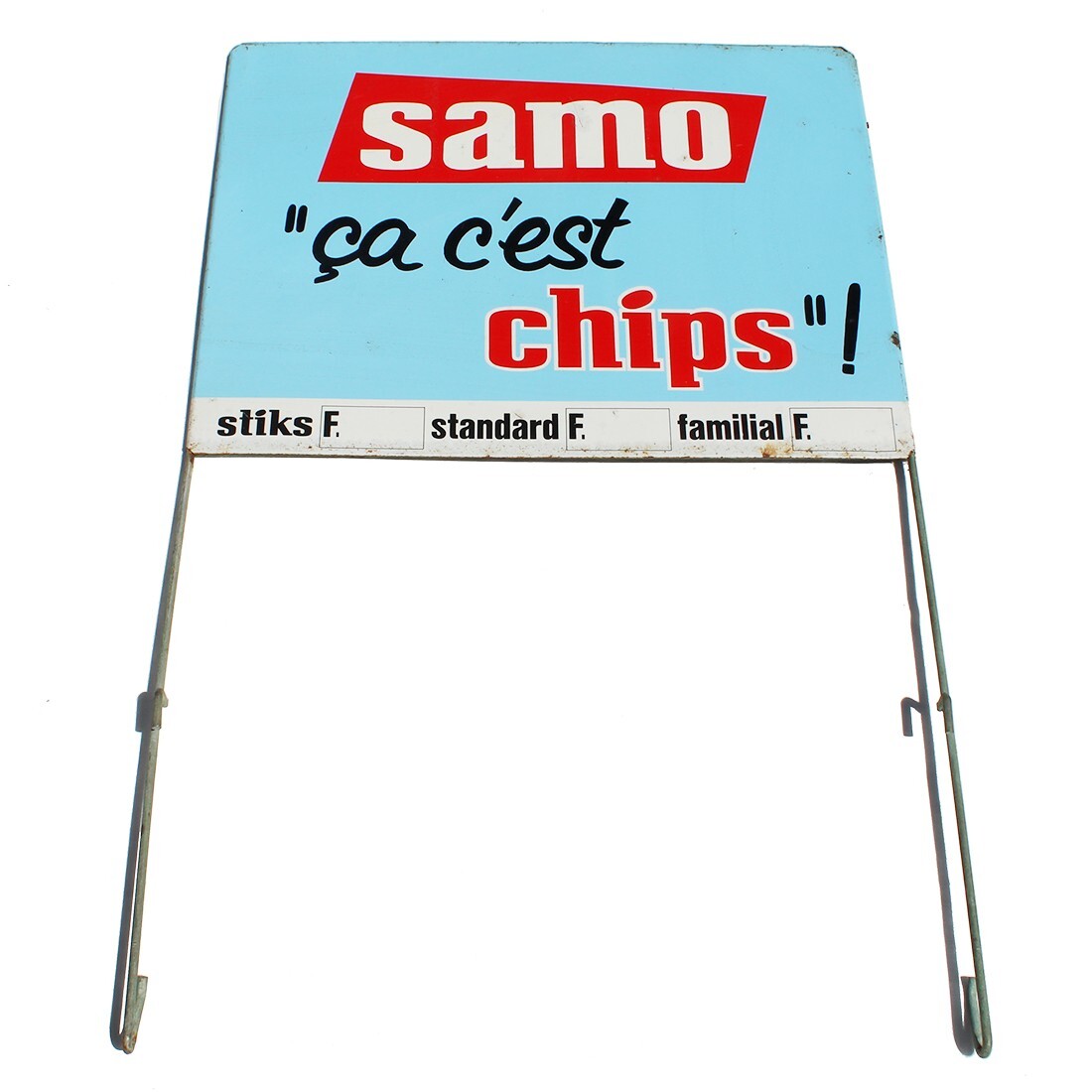 Antique Chips Samo Unenamelled Sheet Metal Display Advertising Plate