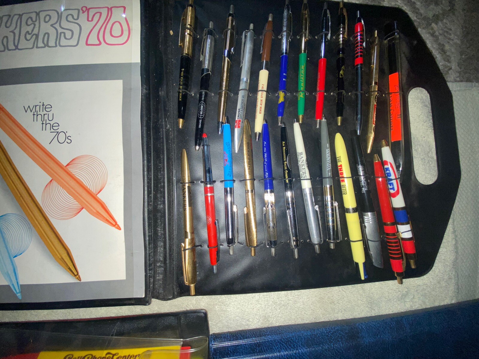 Vintage Advertising Pens Salesman Sample Case Ritepoint BIC Arrowflite Huge Lot