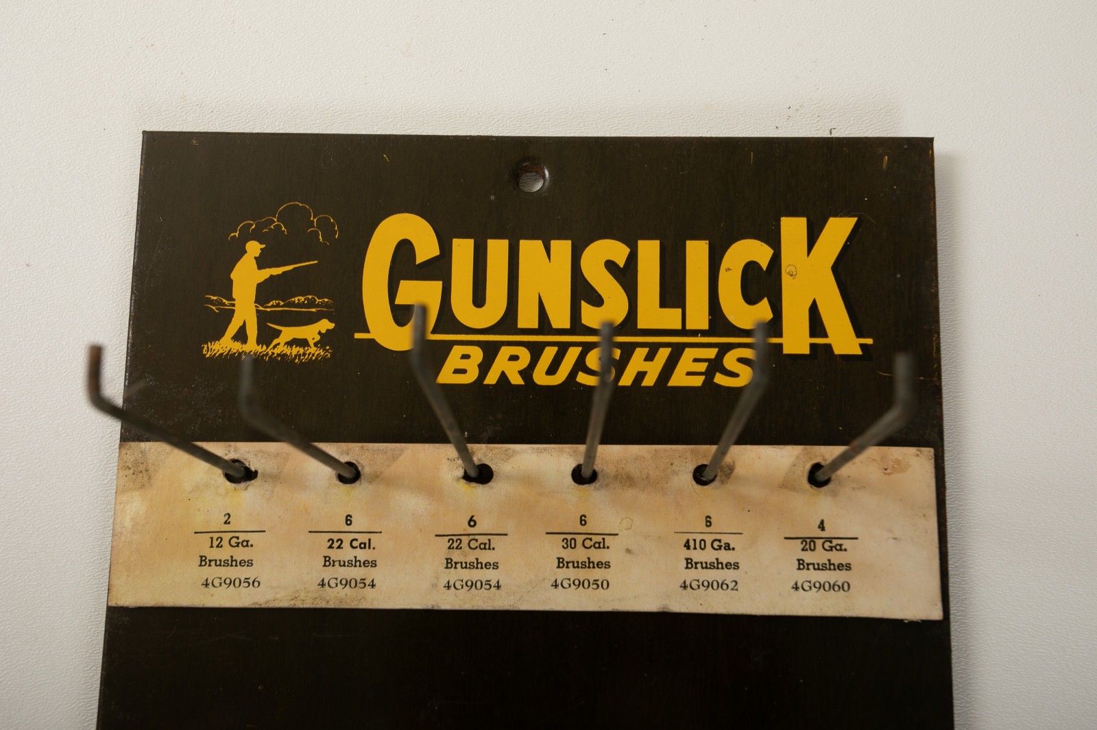 Gunslick Brushes Gun Store Display (B10C/JSF6) Hanging Tin w/Paper Back