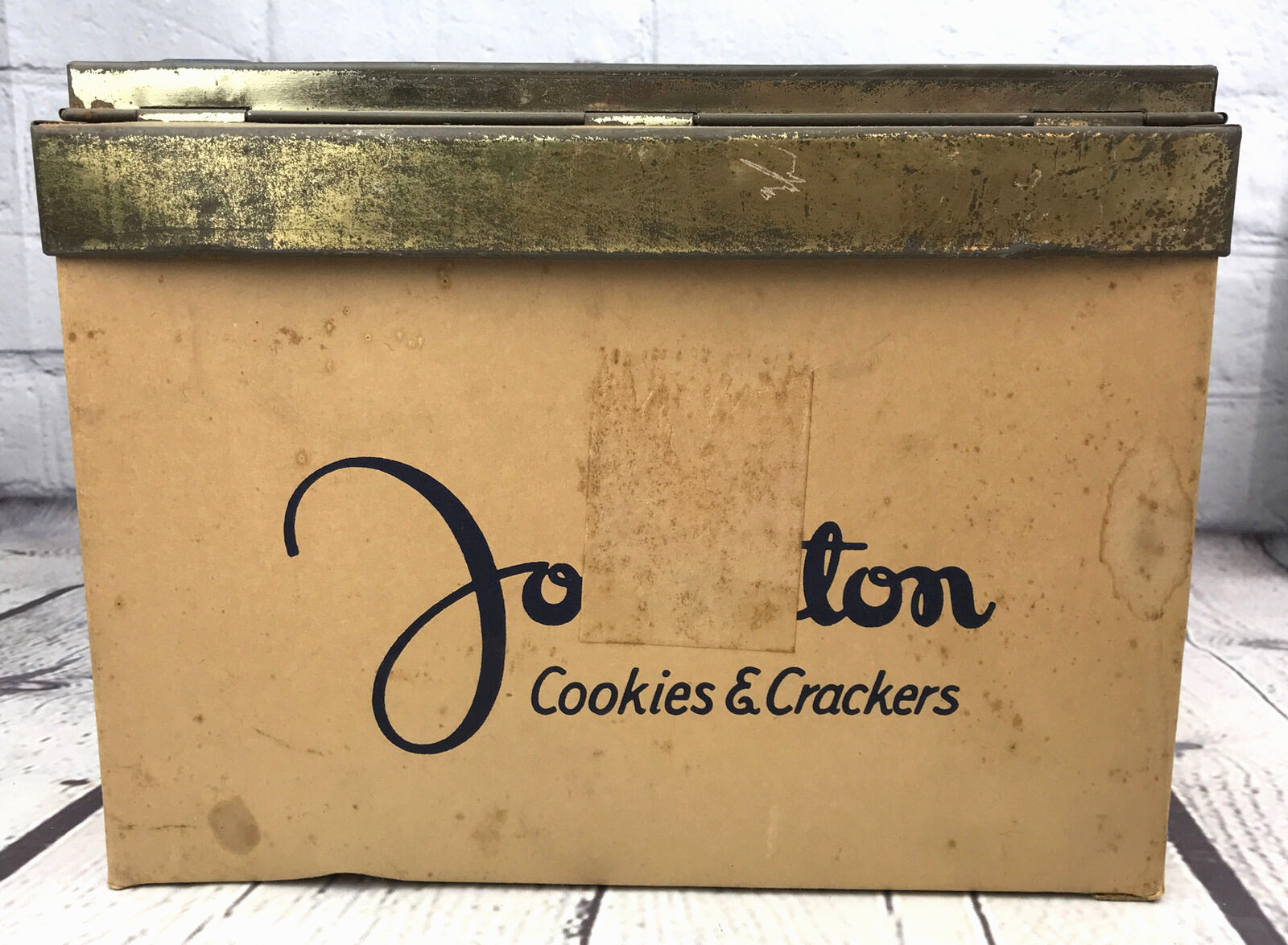 Antique Vtg Johnston Cookies Store Display Case Glass Advertising Box Milwaukee