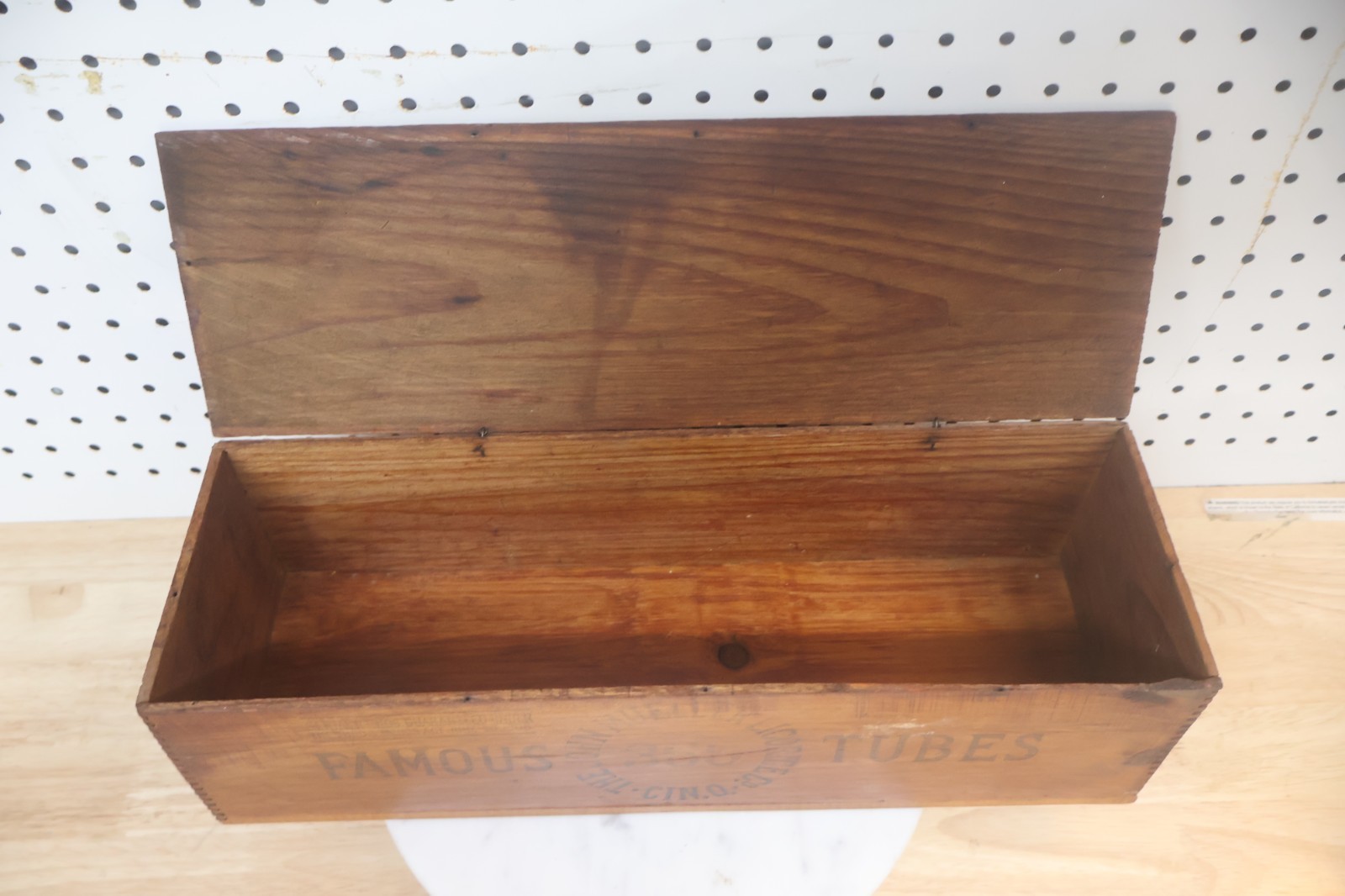 Antique Original John Mueller Licorice 17″ Long Wooden Advertising Candy Crate