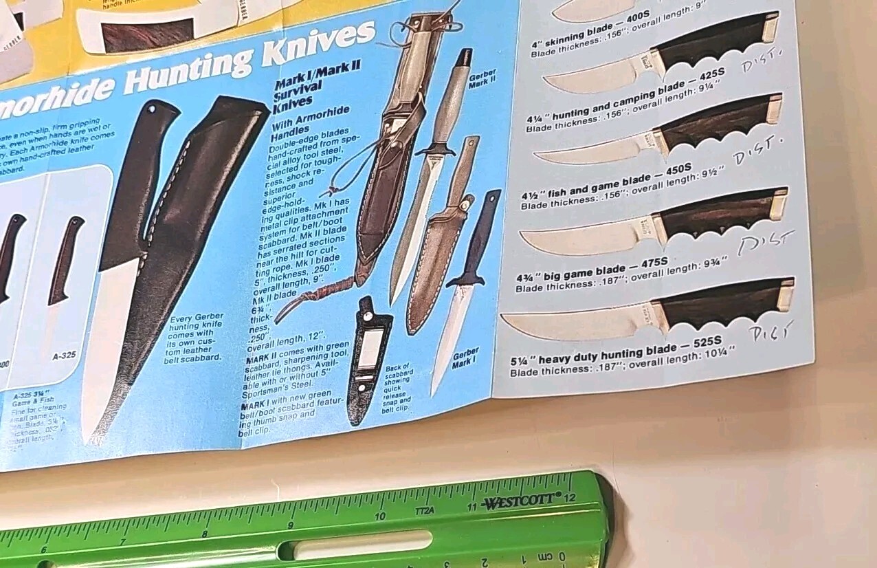 Vintage 1970’s Gerber Sportsmen’s Knives Knife Store Salesman’s Pamphlet