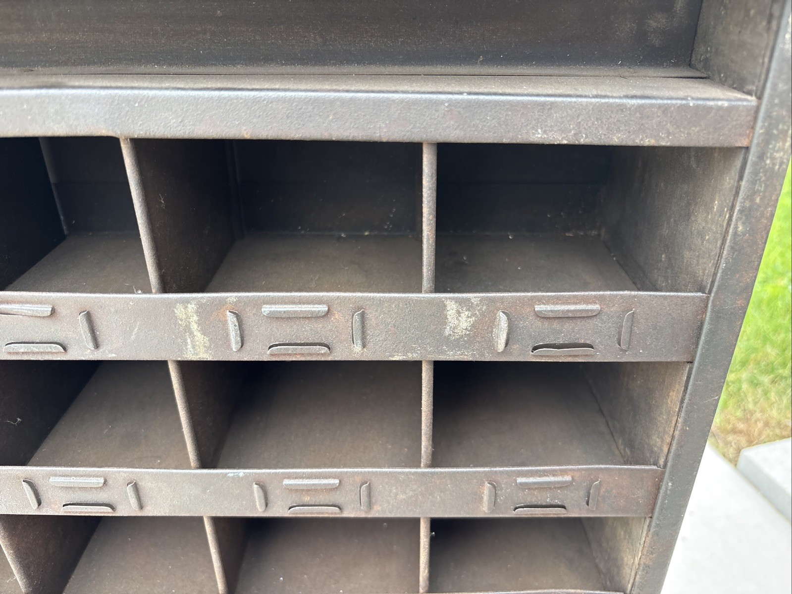 Antique Metal Parts Bin Cabinet Industrial Metzger Chicago Store Counter Display