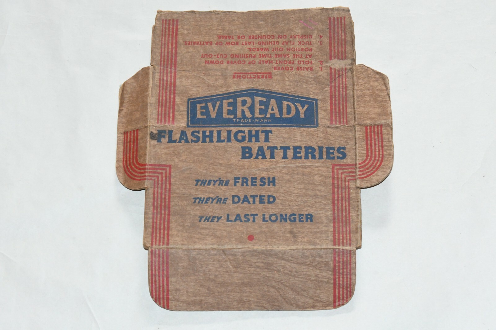 Vtg Eveready Battery Store Counter Cardboard Display Box Insert Back Advertising