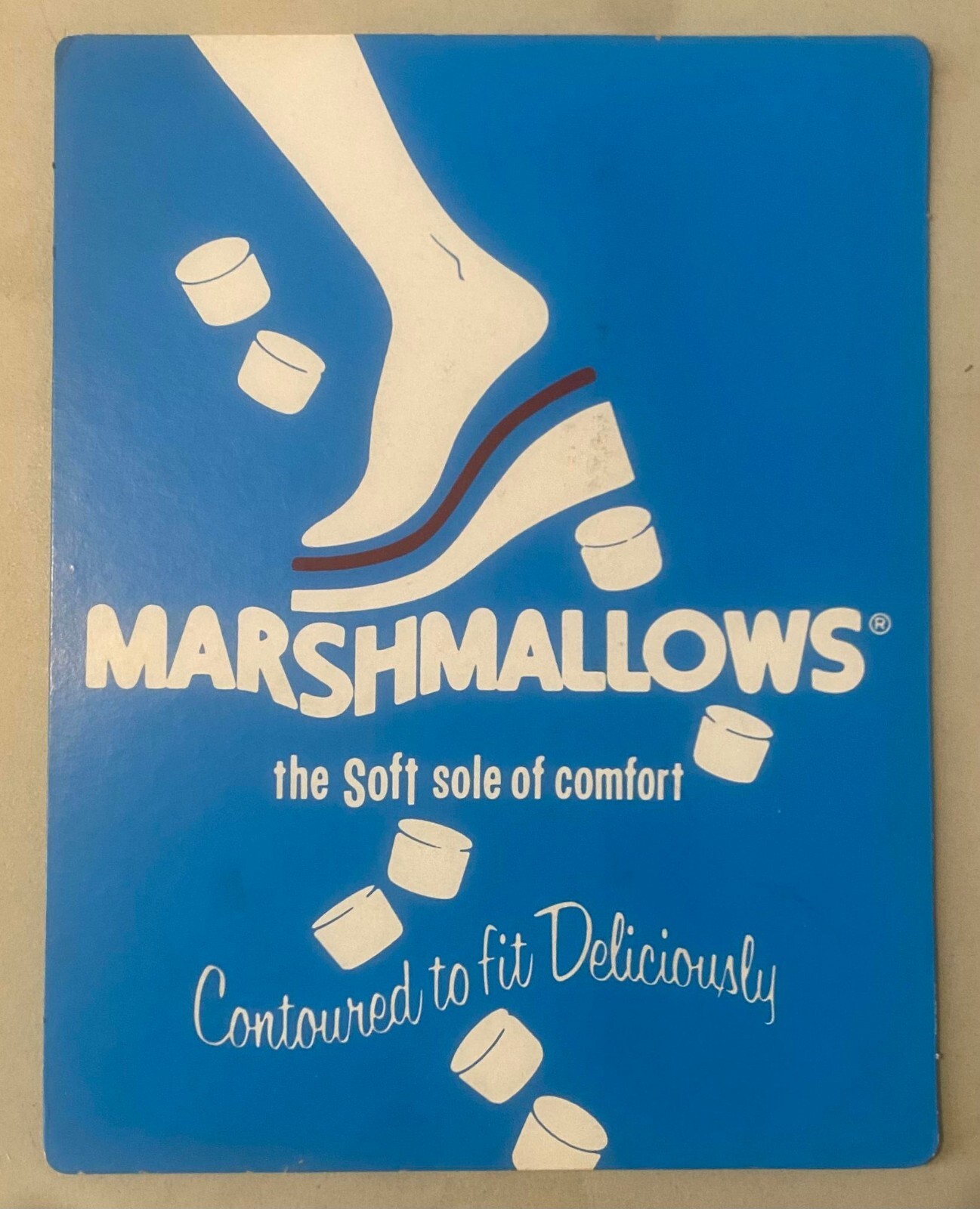 Vintage 1960s Marshmallows Shoe Inserts Retail Store Advertising Display Standee