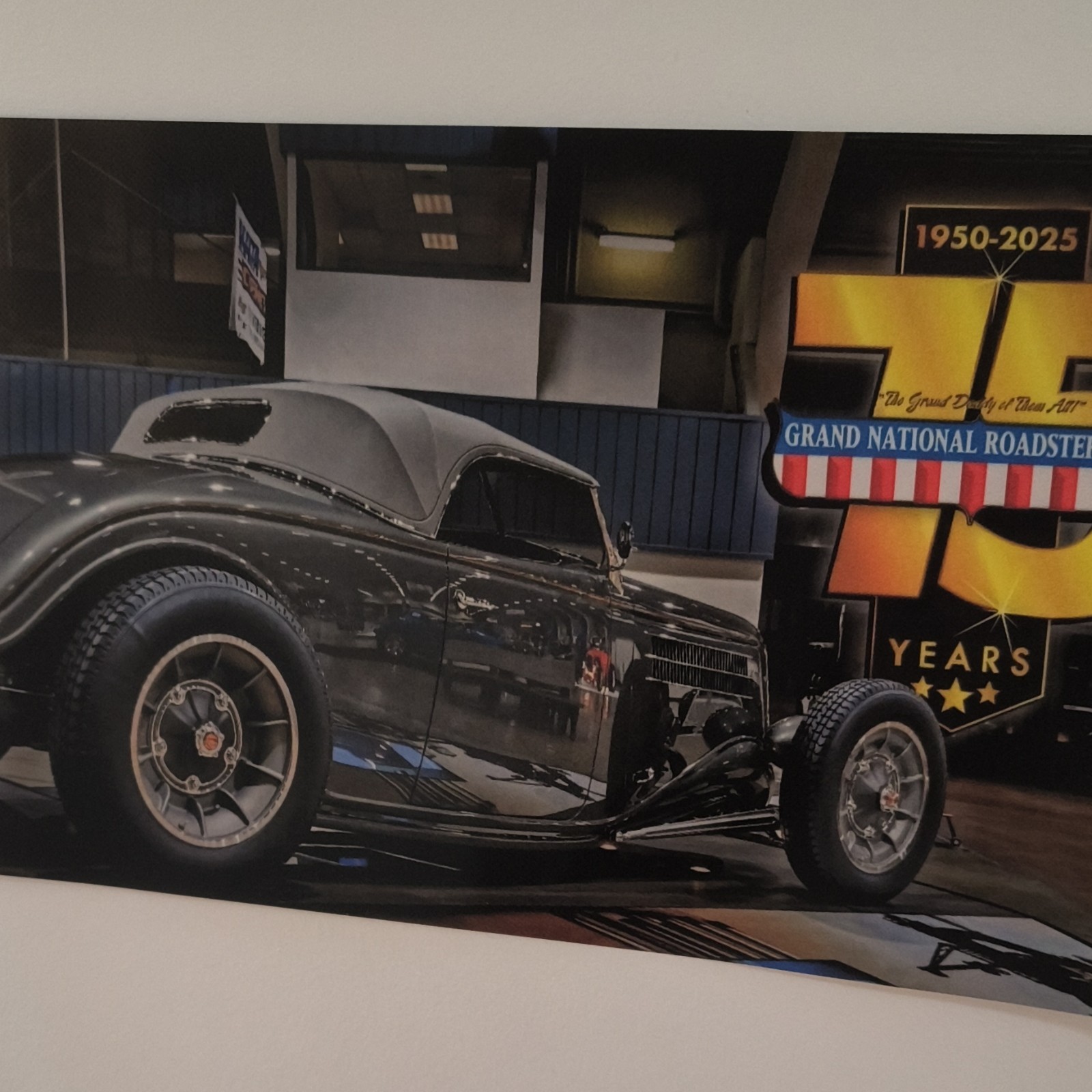 Grand National Roadster Show 75 Years Banner 24″X12″. Shop or Cave ready
