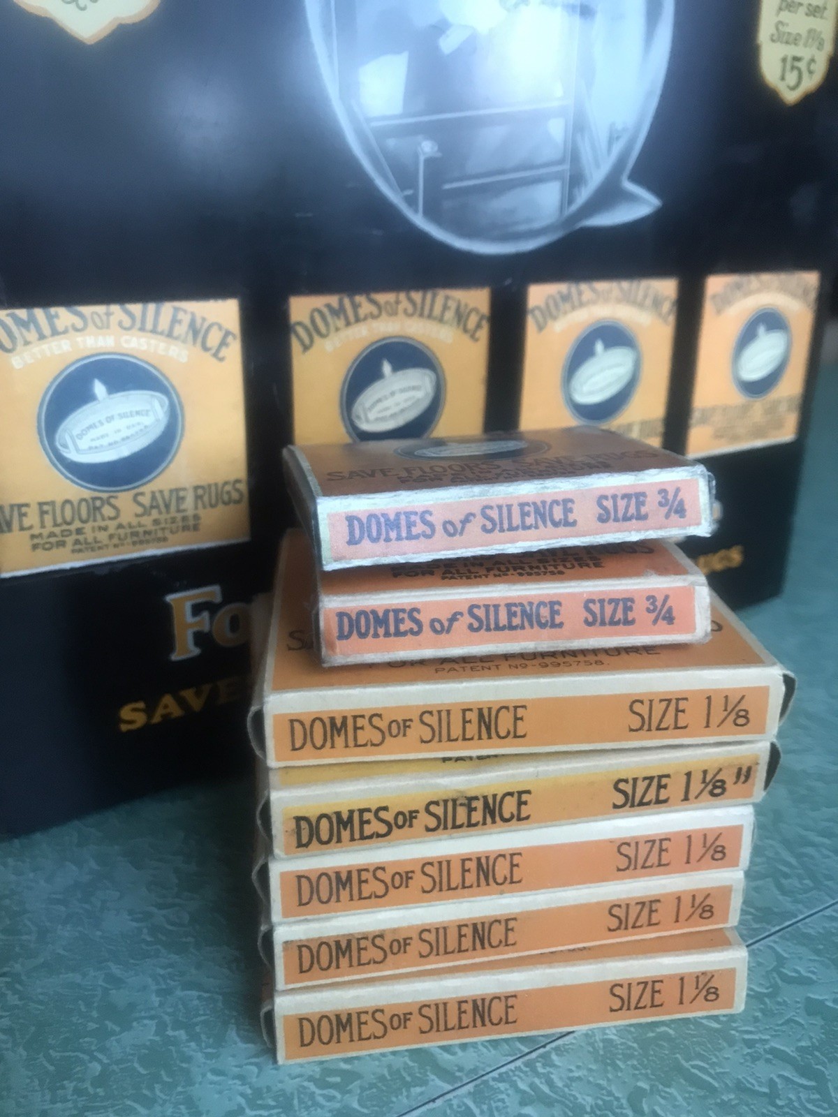 DOMES of SILENCE Chair Glides Vintage Counter Top Display with Boxes