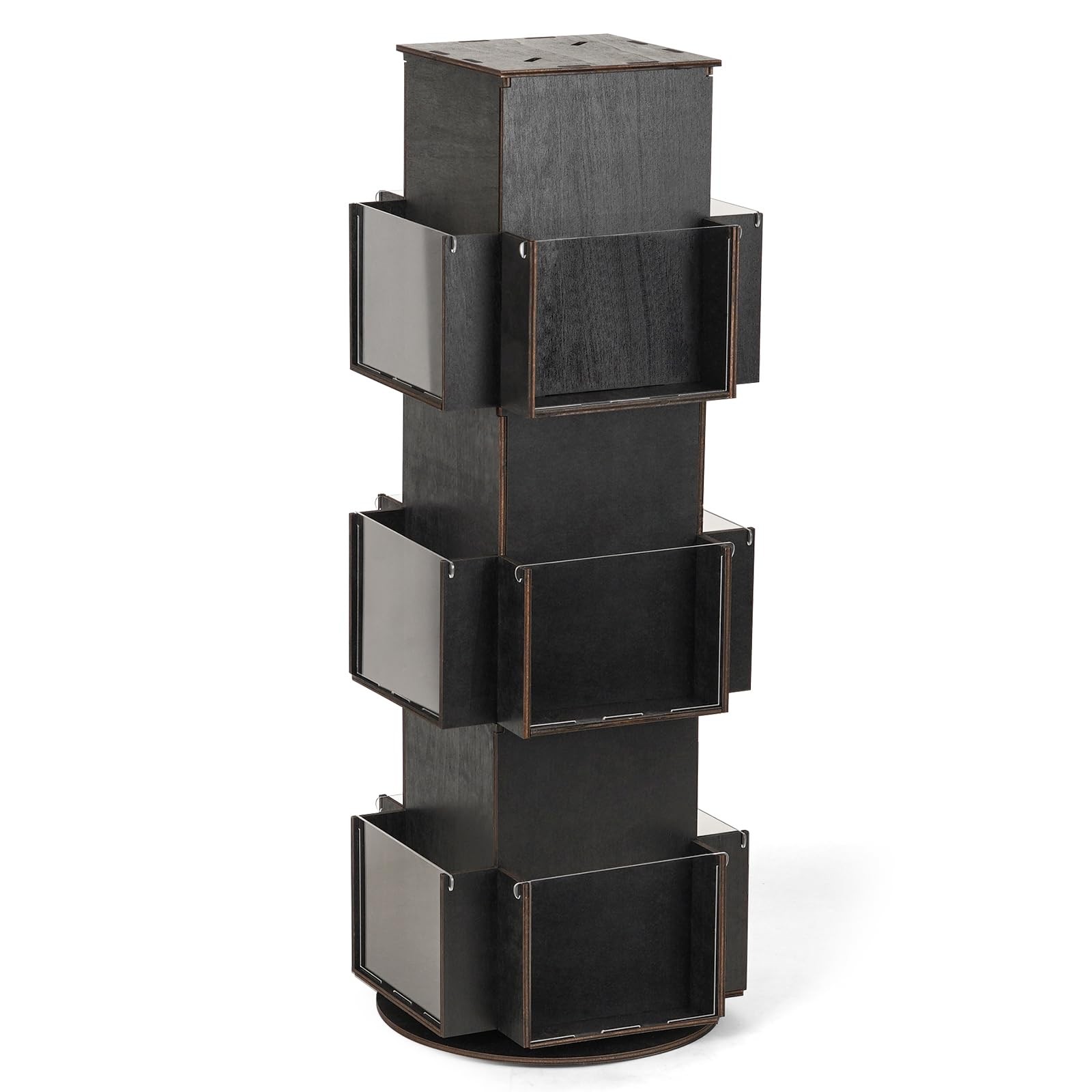 Natheeph Rotating Display Stand Greeting Card Wooden Rack 3 Tier Ebony