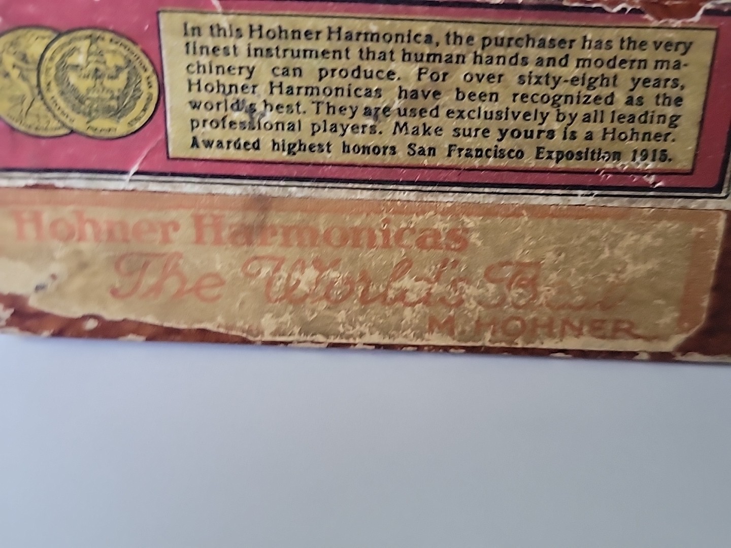 1926? Antique Hohner Harmonicas Hinged Lidded Box Only