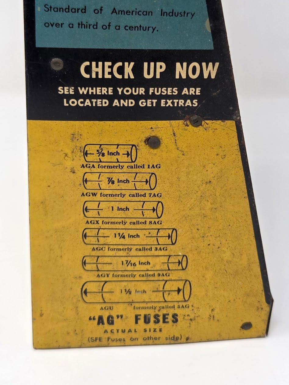 Vintage Buss Glass Tube Fuses Metal Counter Display Rack Advertising Sign