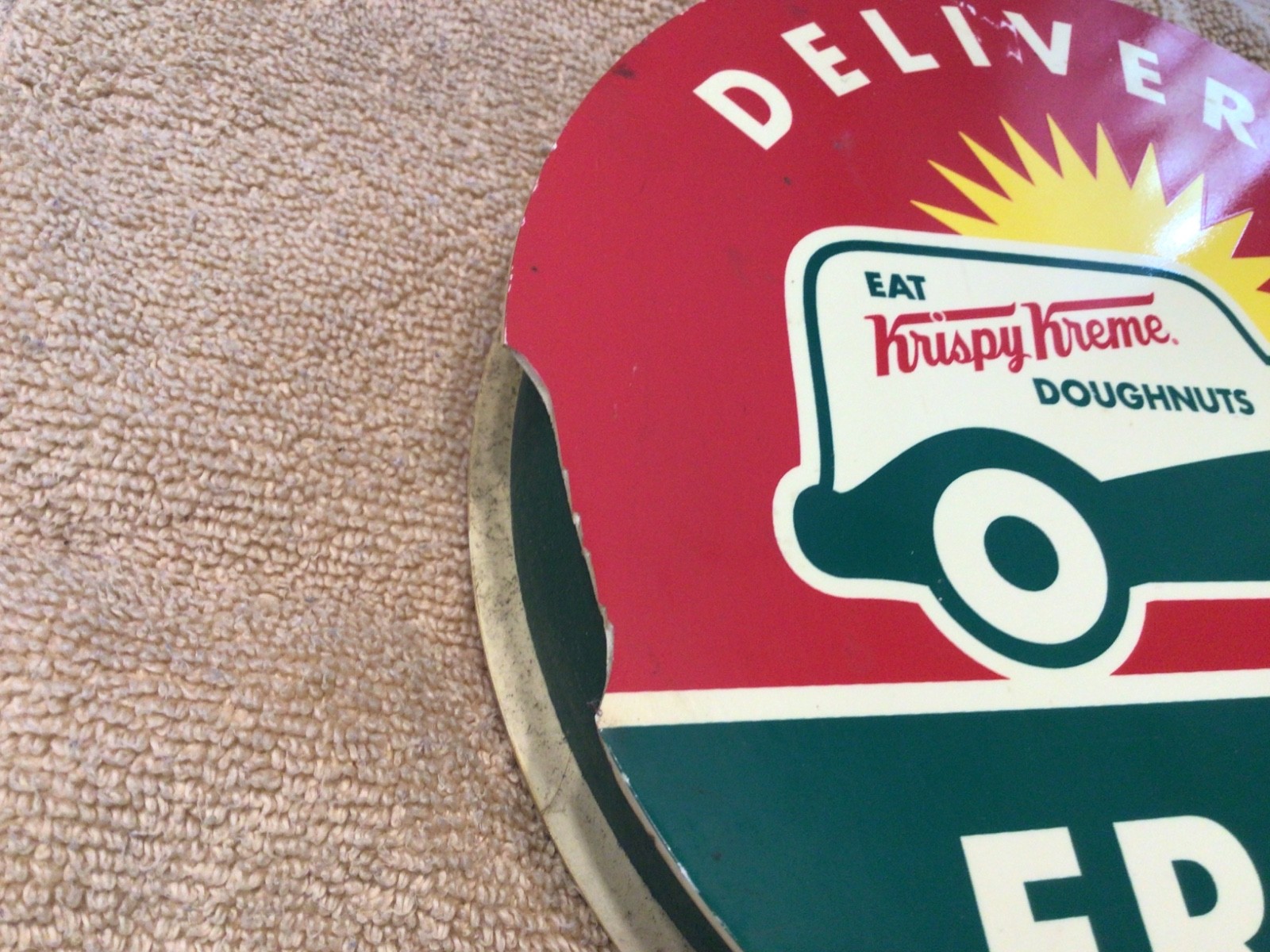 VINTAGE KRISPY KREME DONUT STORE DISPLAY DOUBLE SIDED SIGN ONLY NO DISPLAY