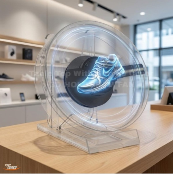 11cm Holographic LED Fan Display 3D Projector with Clear Acrylic Case Tabletop