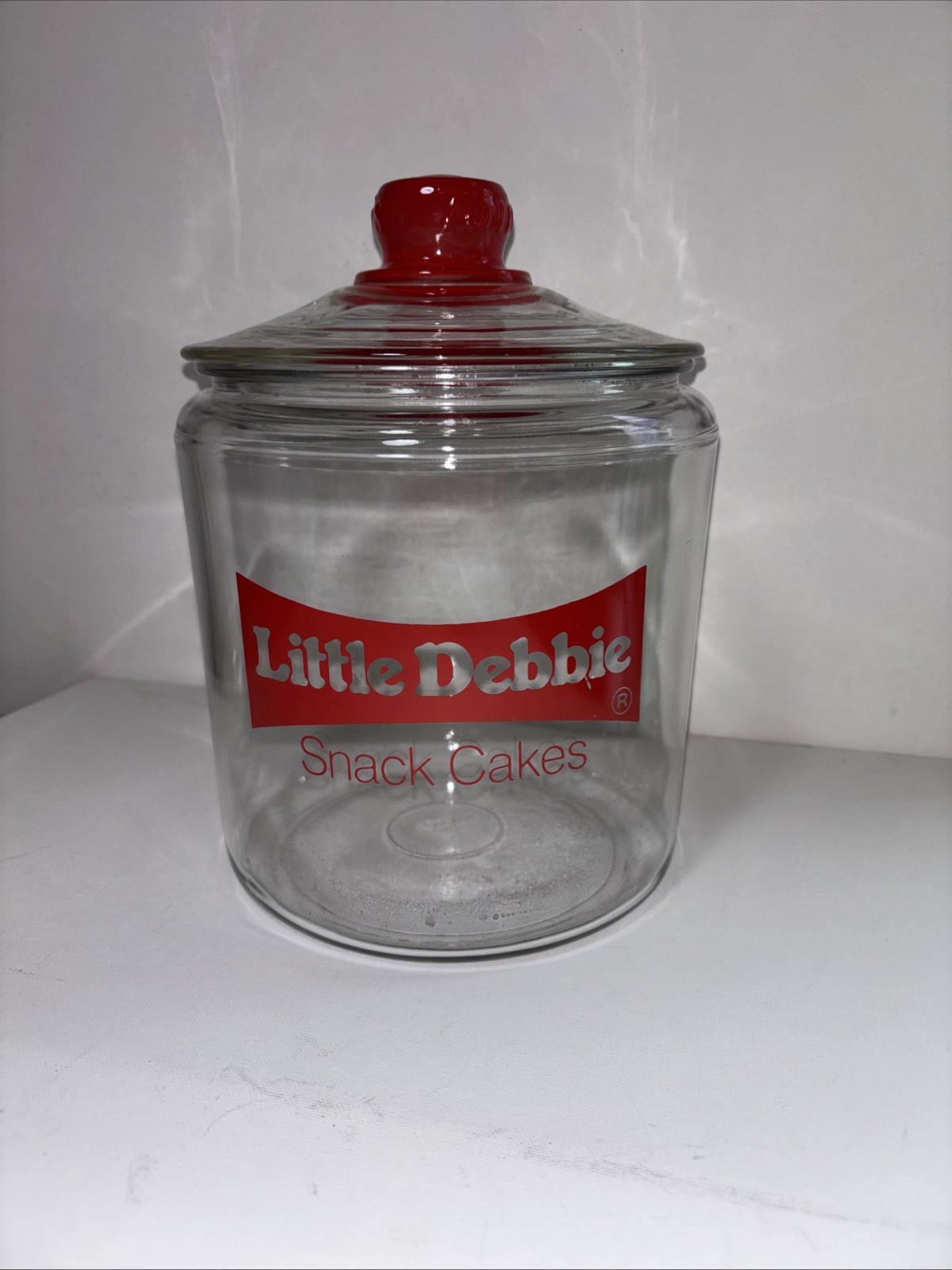 Vintage Little Debbie Snack Cakes Countertop Glass Jar Display With Toms lid