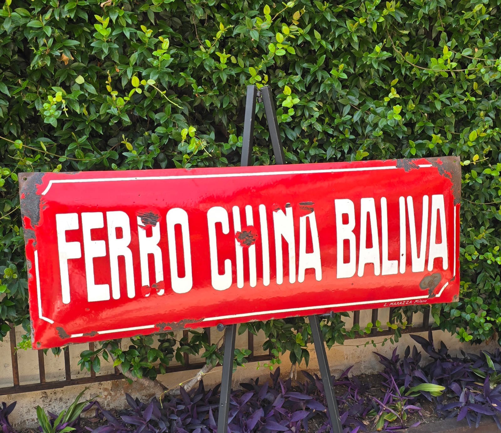 Rare China Baliva Iron Enamel Table Sign