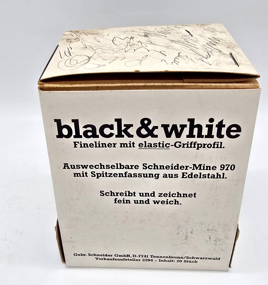 Vintage SCHNEIDER Black & White Fineliner Pens Retail Store Display w/Pens RARE