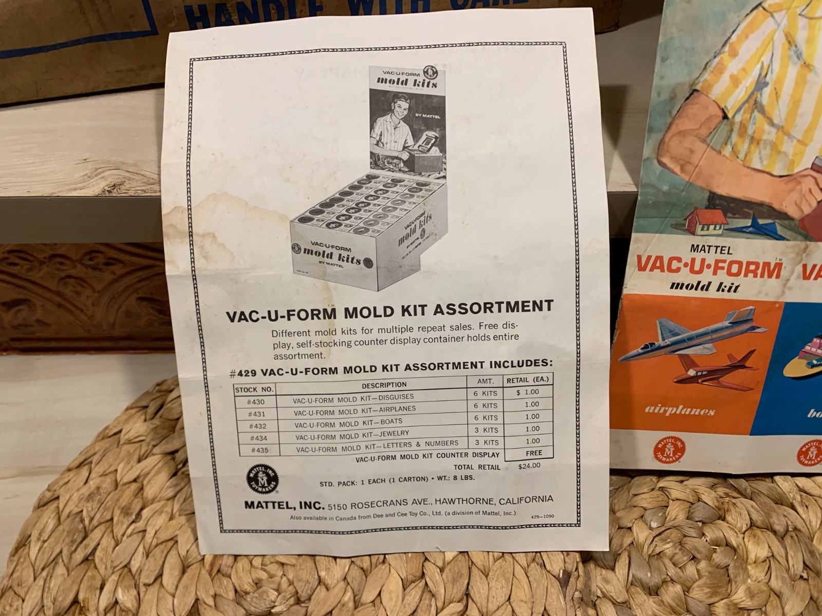 Vintage 1962 MATTEL VAC-U-FORM Mold Kits Store Display Counter Sign Advertising