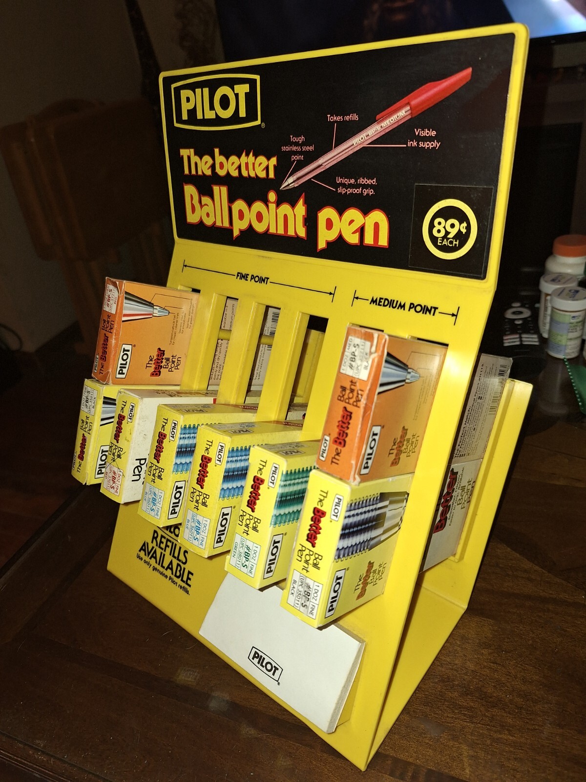 Vintage Pilot Ballpoint Pen Plastic Store Display With 8 Pen Boxes And Pens 🔥
