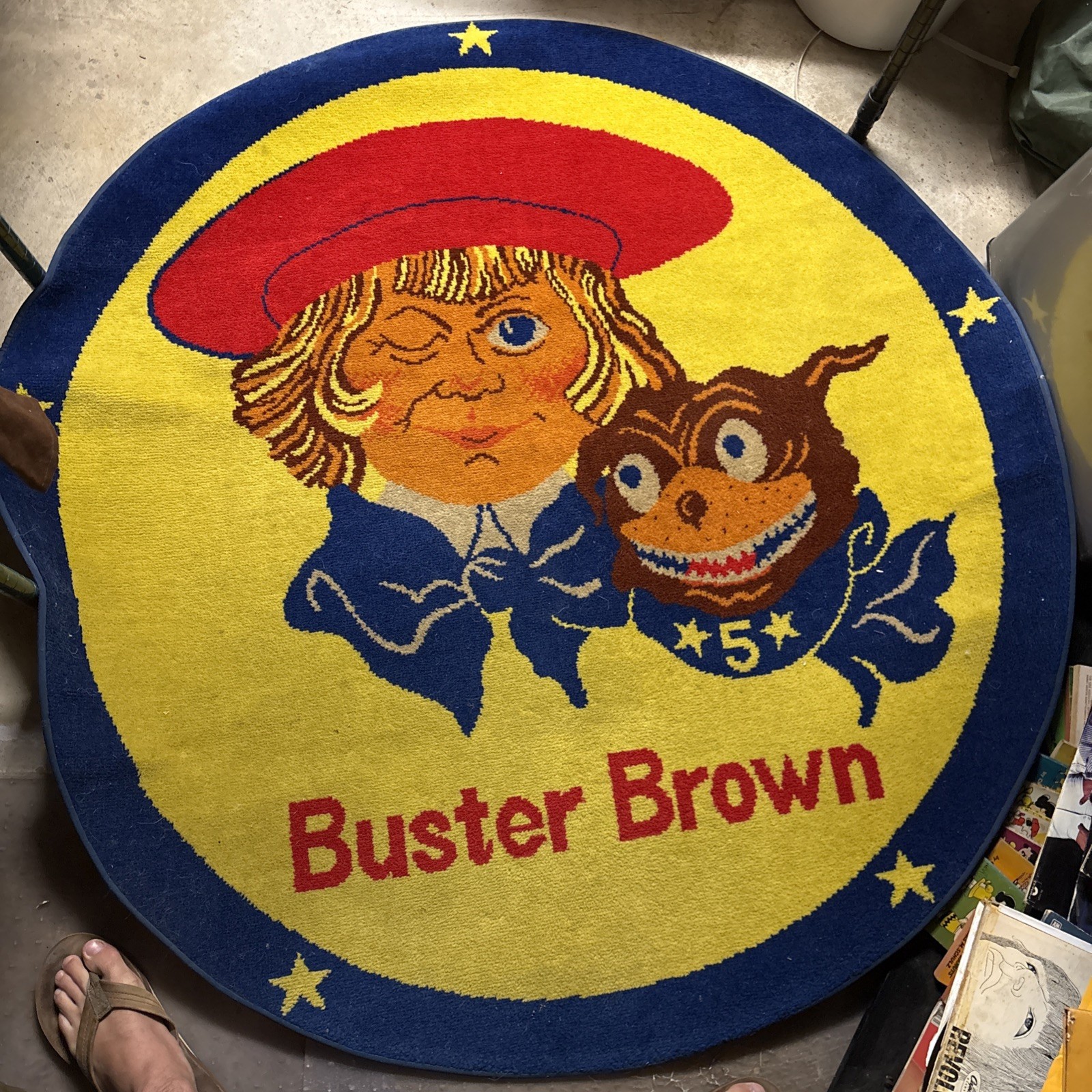 one Large Buster brown advertising carpet from the 80’s 54” Diameter
