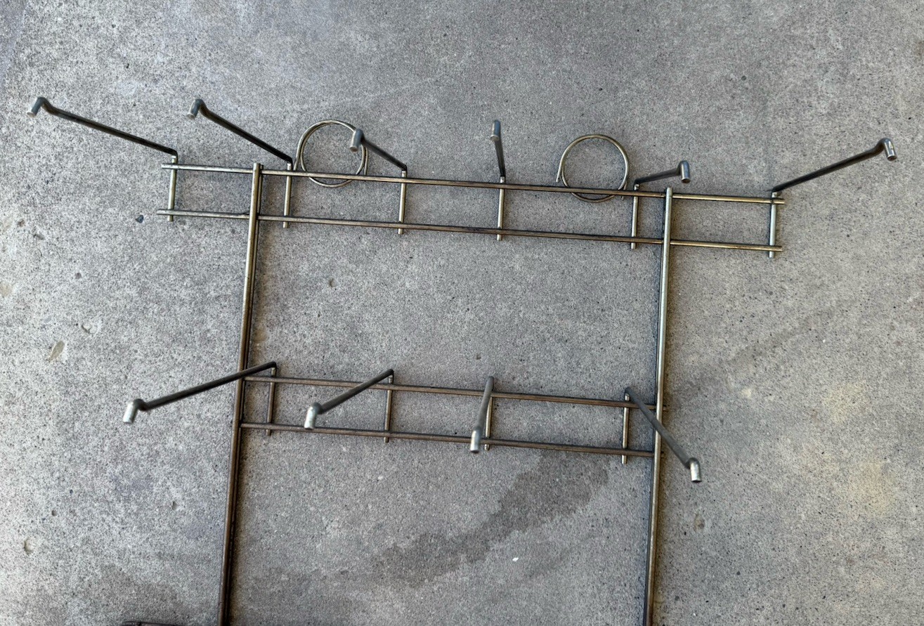 Vintage Lance Metal Display 2 Row Peg Rack Bottom Bins Bag Nuts Signage