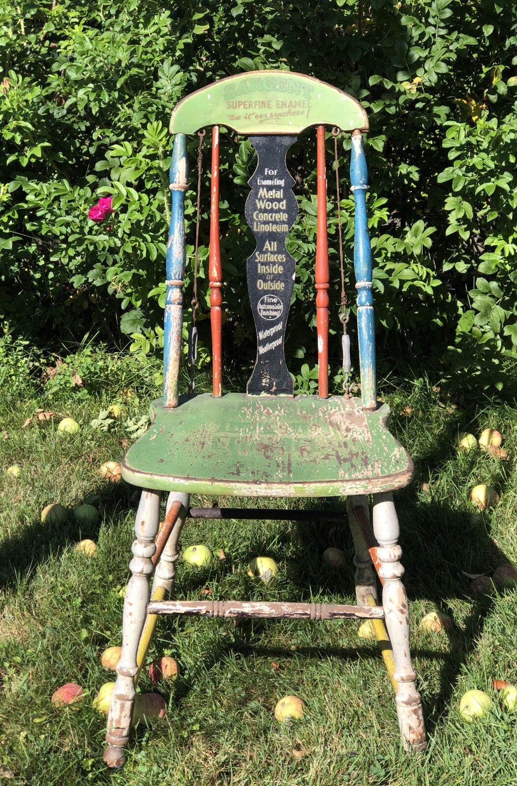 Rare Wonderful Turn Of The Century Seldom Seen Enamel Paint Advertising Chair