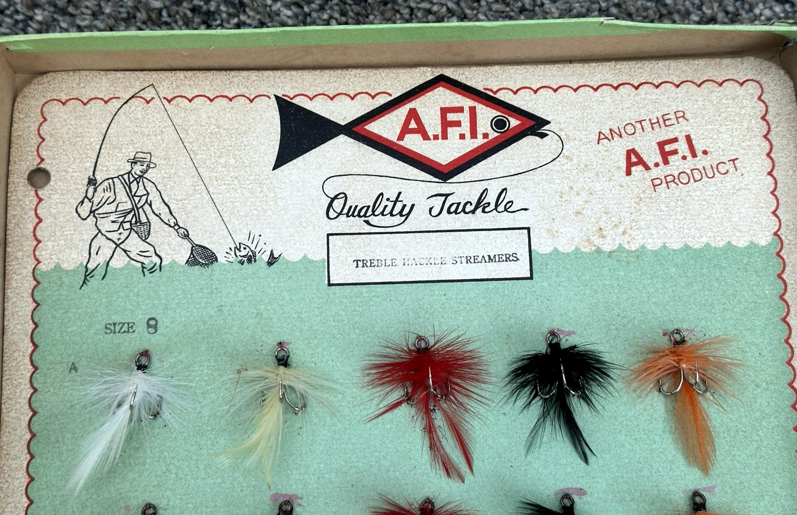 26 Vintage NOS Fishing Flies 1970’s + STORE DISPLAY American Foreign Industries