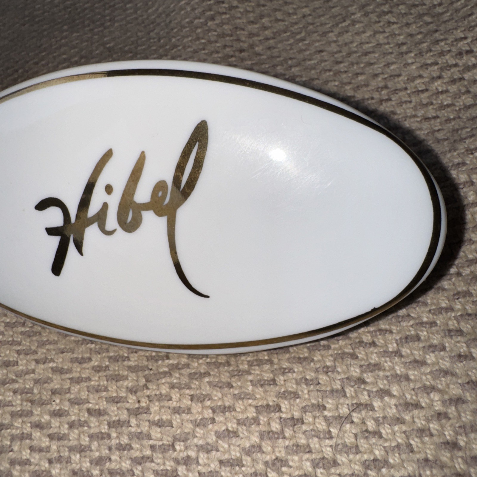 Edna Hibel Bone China Advertising White & Gold Store Countertop Display Sign