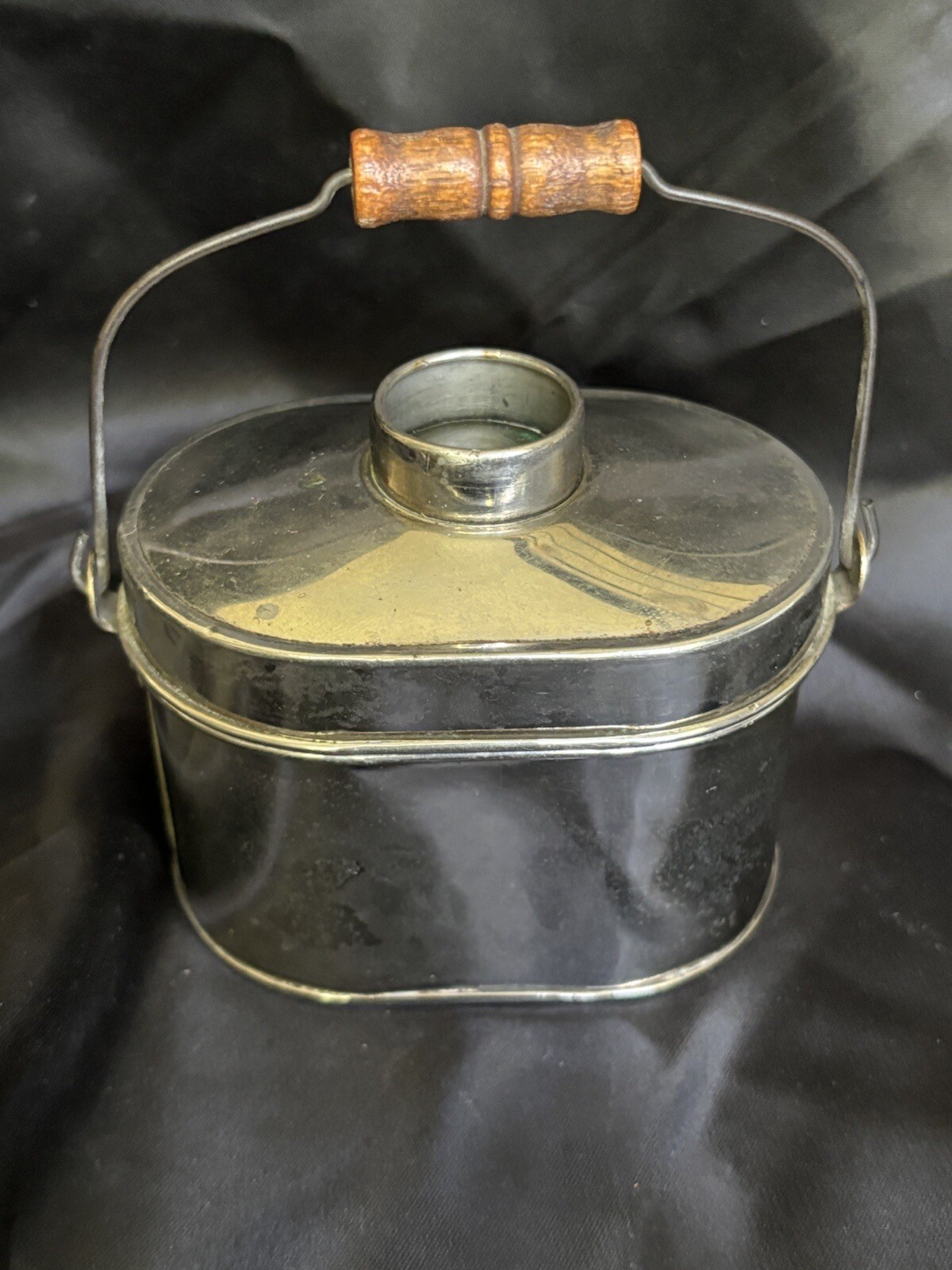 Antique Salesman Sample Miner’s Lunch Box 3″ Tall x 3.5″ Wide Wooden Handle