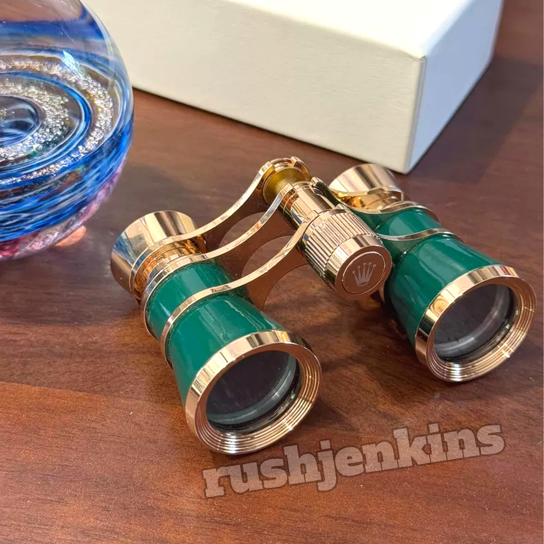 ROLEX Green & Gold Opera Glasses Binoculars Vintage Collectible Rare