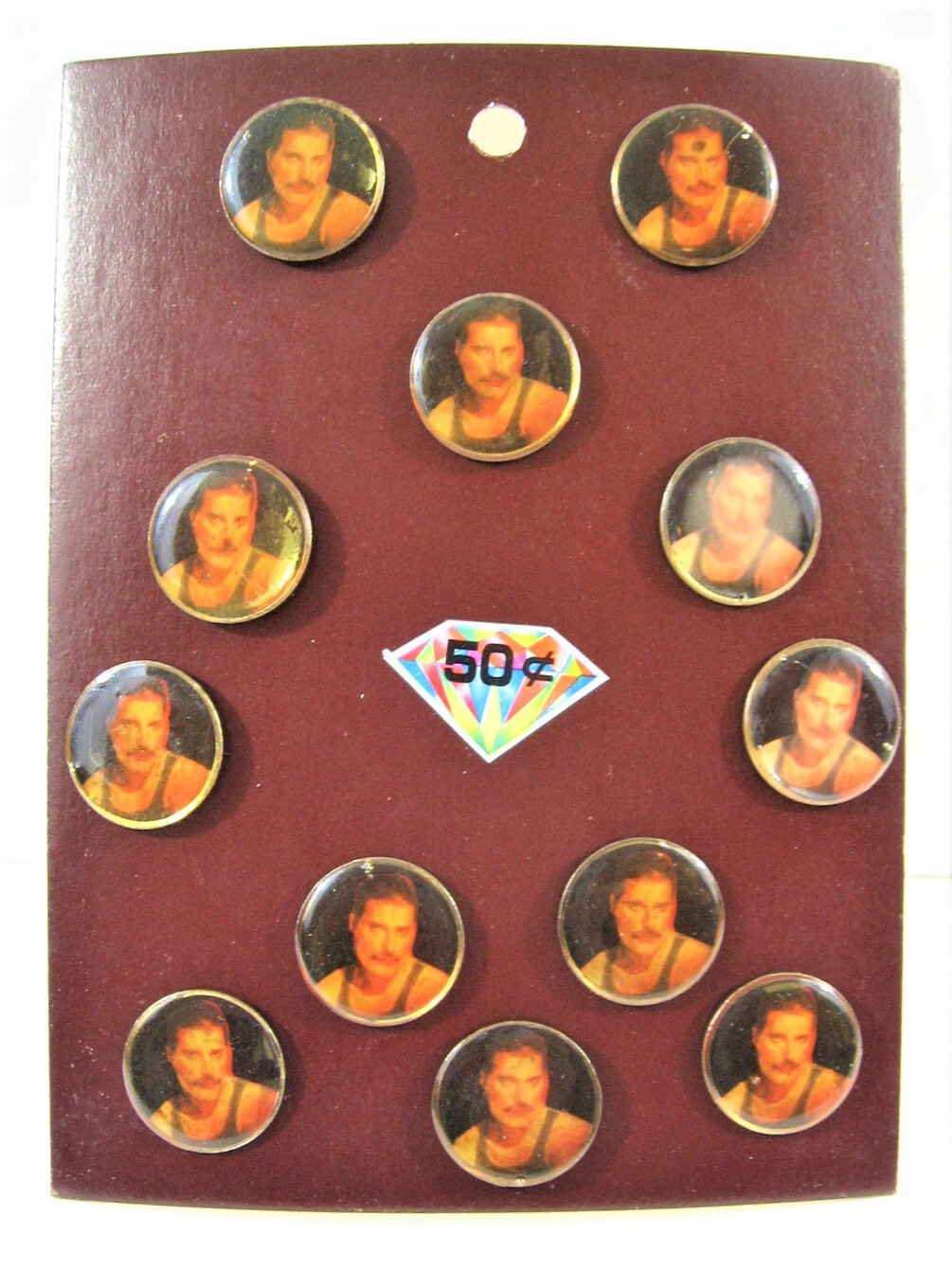 Vintage Lead Singer Music Rock Band Concert Pin Display 12 On Card Old Stock