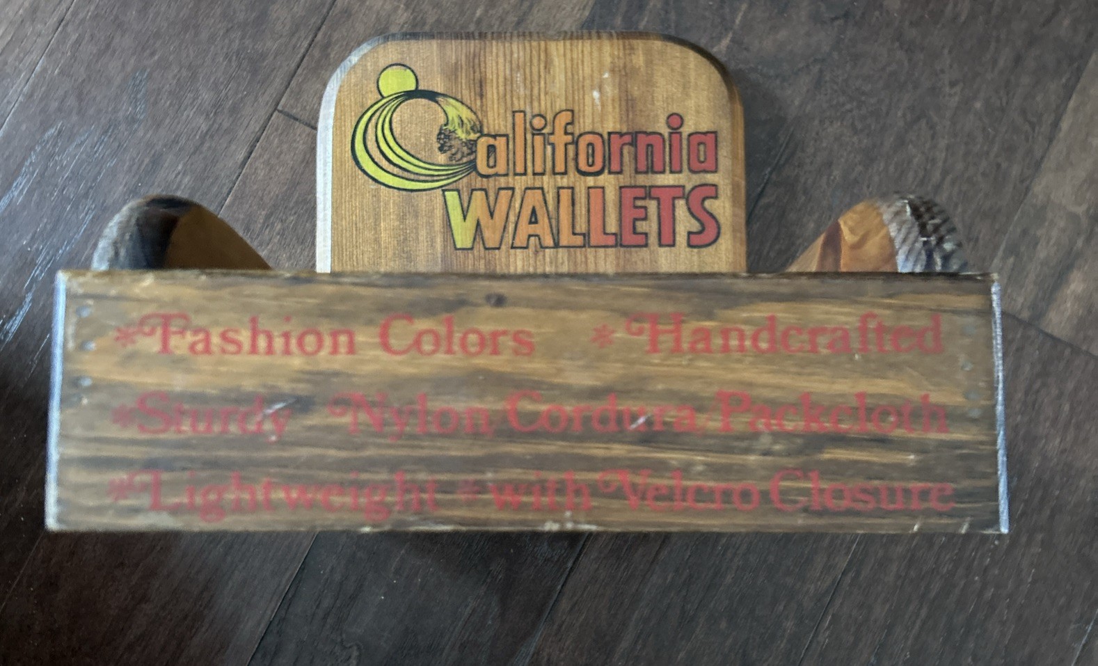 California Wallets Wooden Countertop Display Box Sunset Crashing Wave