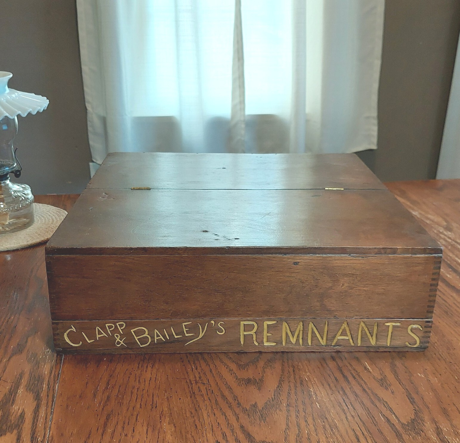 Antique 1880’s Clapp & Baileys REMNANTS Wooden Countertop Advertising Display