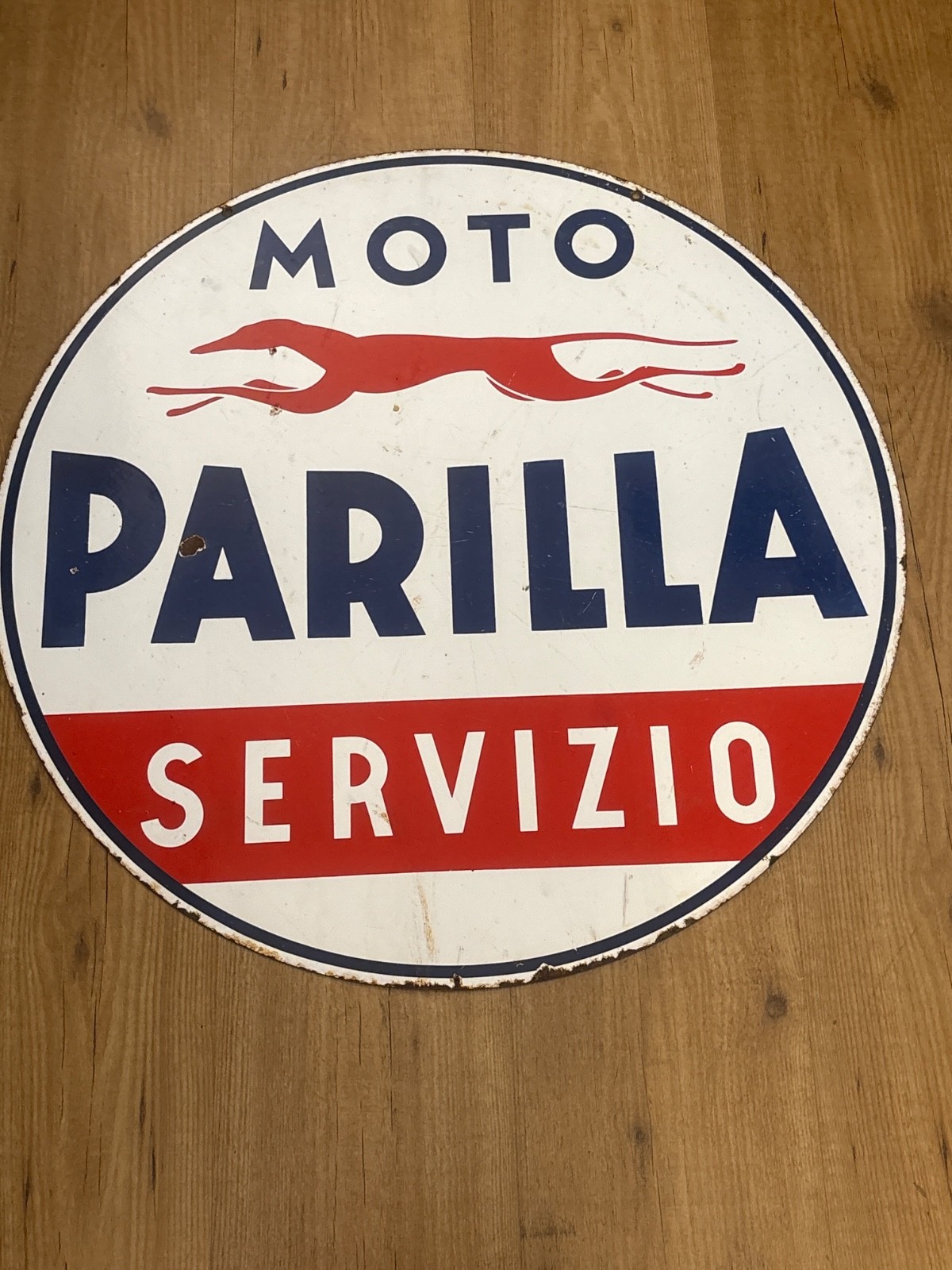 Motorcycle Parilla Servizio-Italy 1950s Two-Sided Enamel License Plate